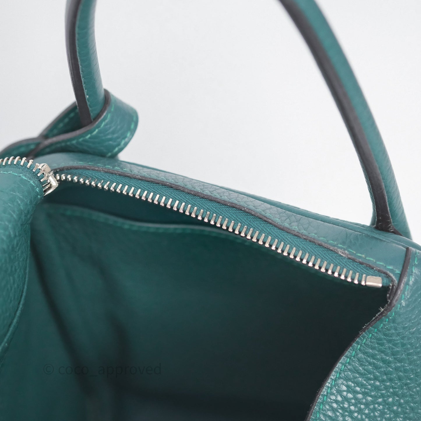 Hermès Lindy 30 Malachite Z6 Clemence Palladium Hardware
