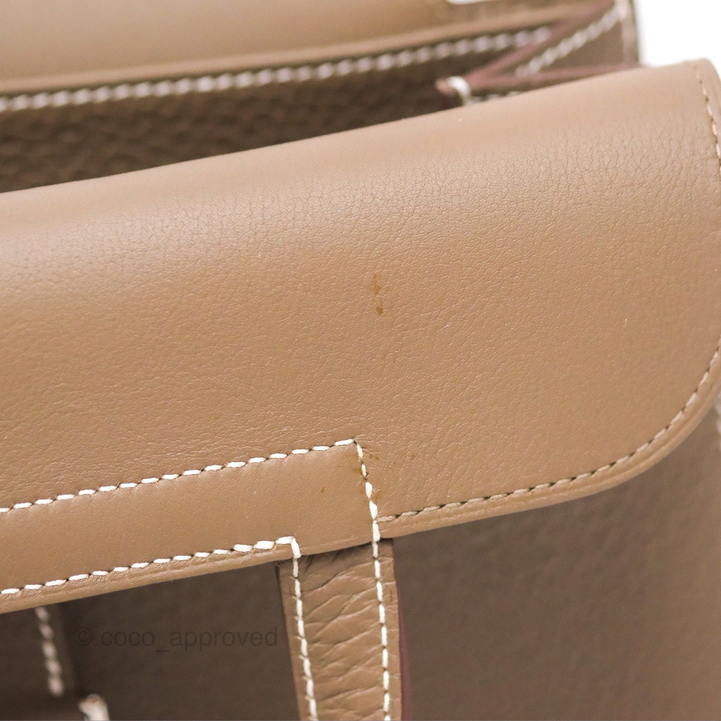Hermès Halzan 25 Etoupe Clemence Palladium Hardware