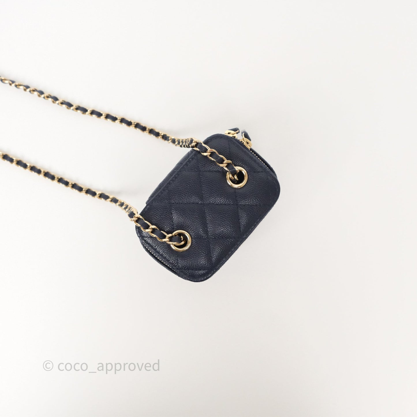 Chanel Mini Vanity With Chain Navy Caviar Gold Hardware