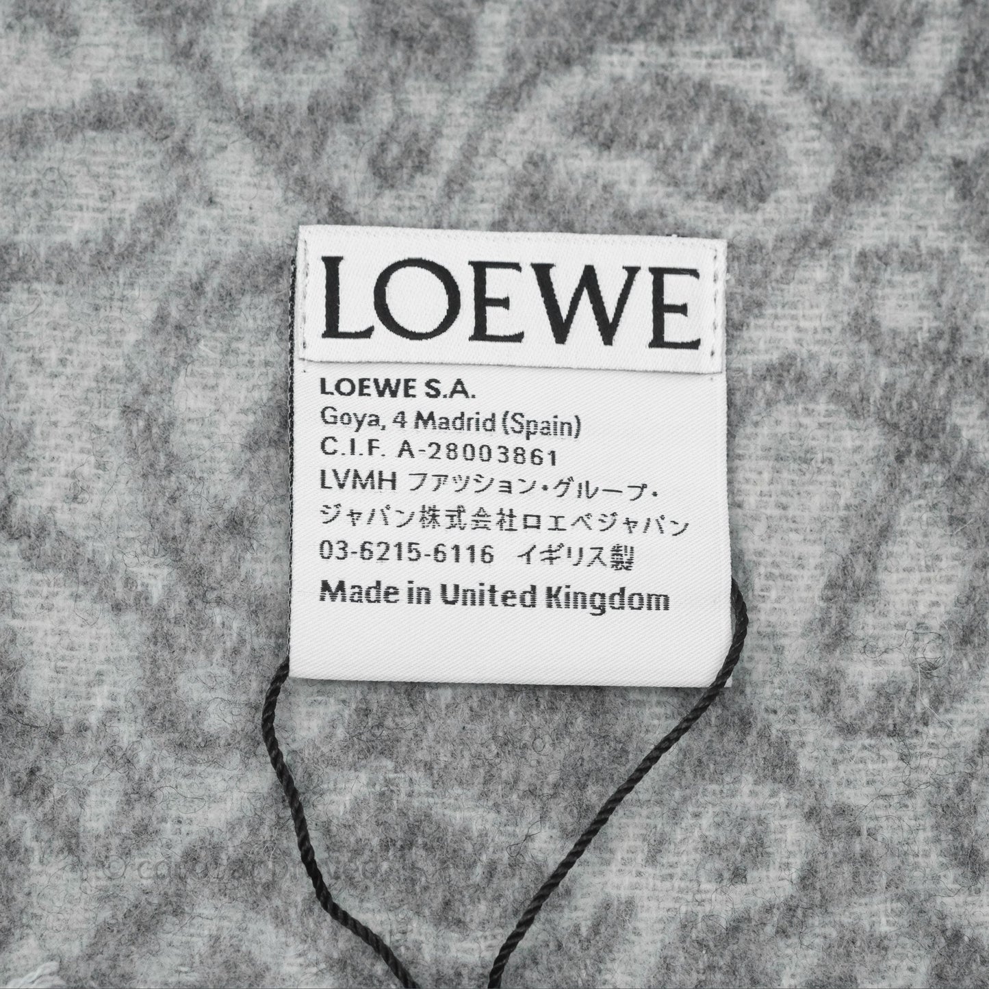 Loewe Anagram Wool Cashmere Scarf Light Grey