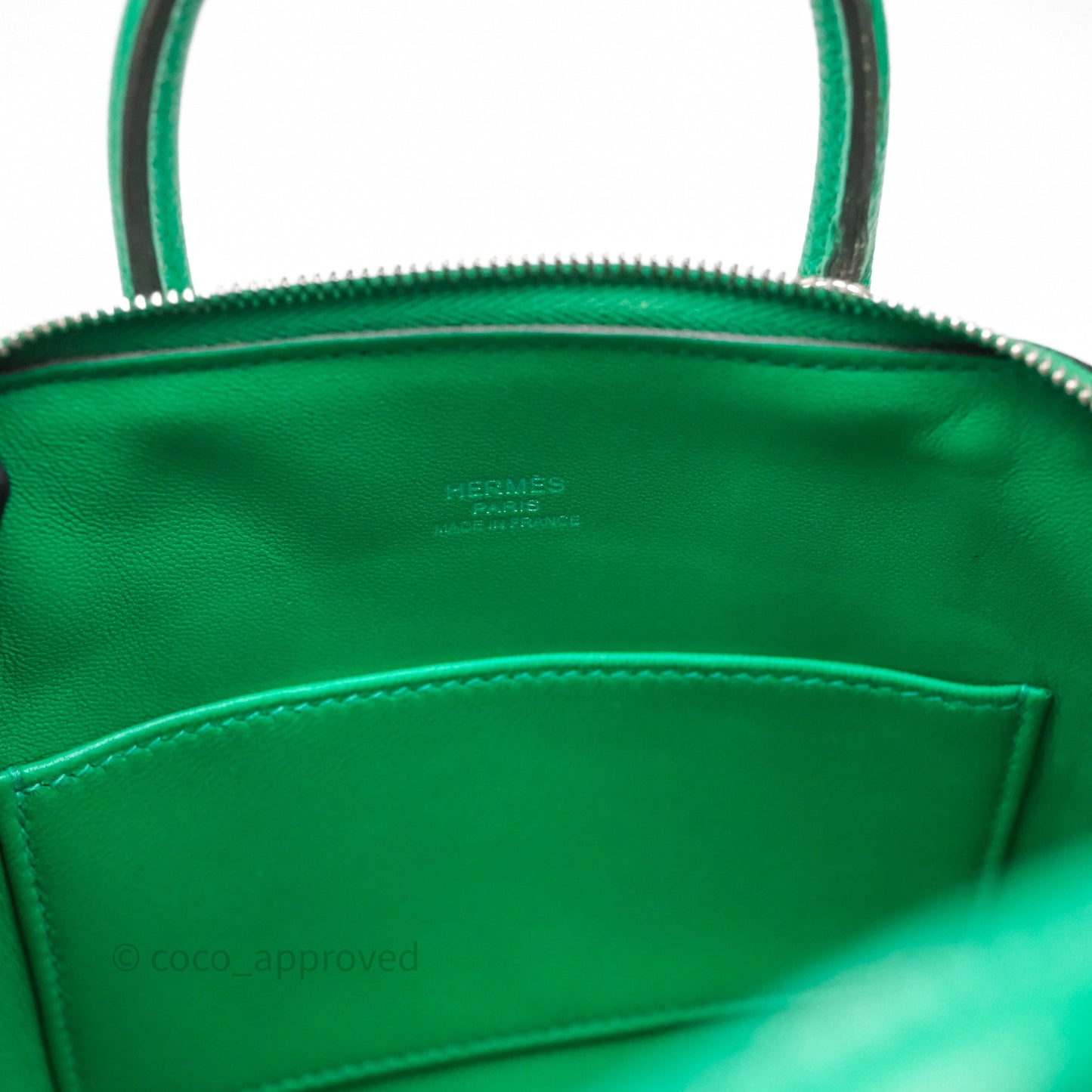 Hermès Bolide Mini 1923 Menthe 6W Chèvre Mysore Palladium Hardware