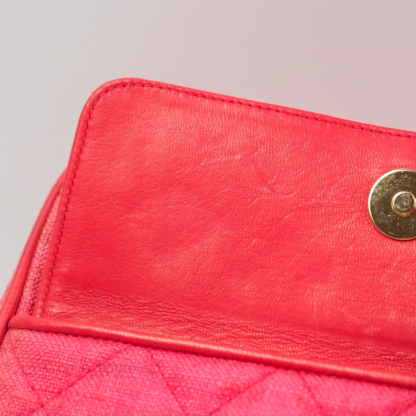 Chanel Vintage Small Tassel Camera Bag Dark Pink Canvas Gold Hardware