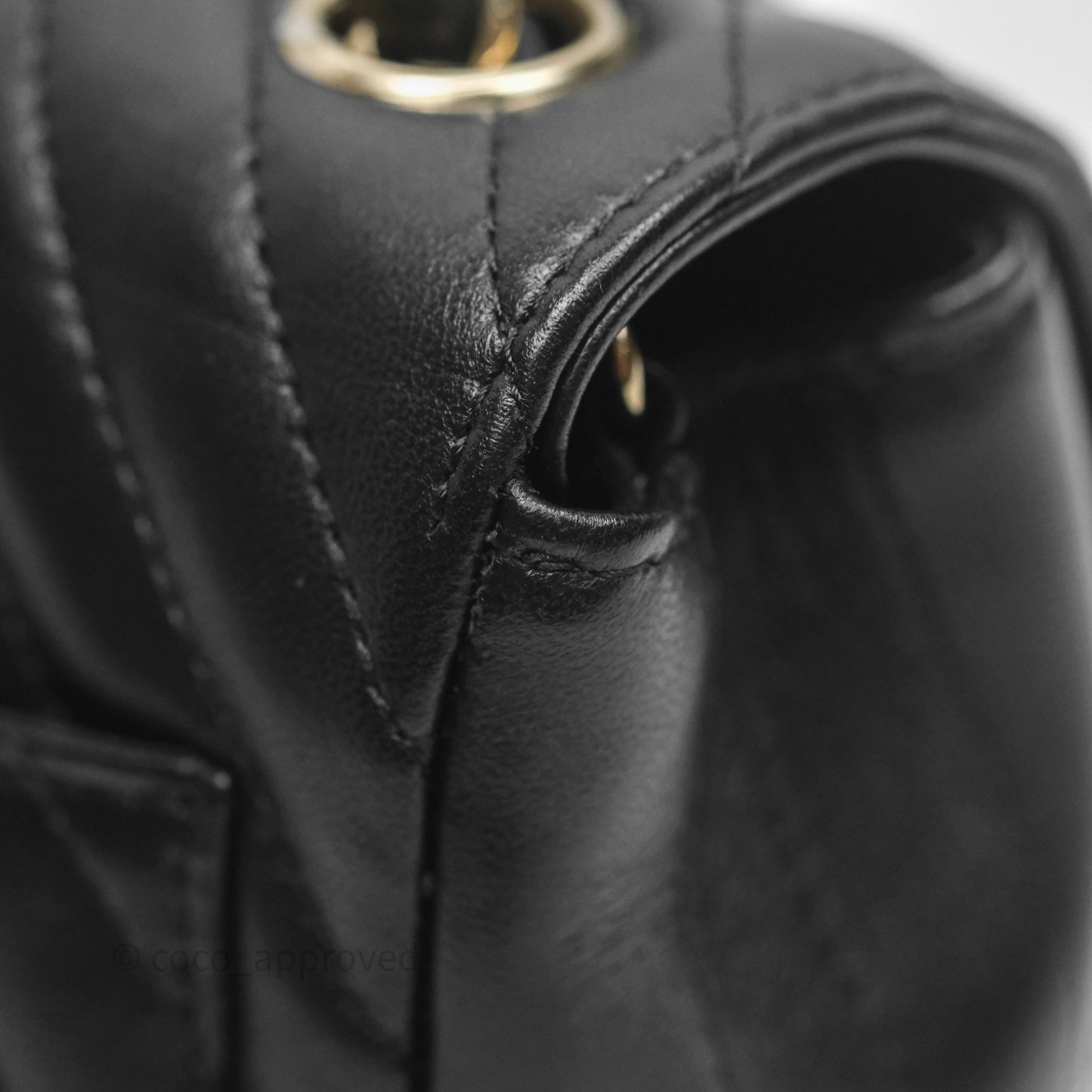 Chanel Mini Square Black Chevron Lambskin Gold Hardware
