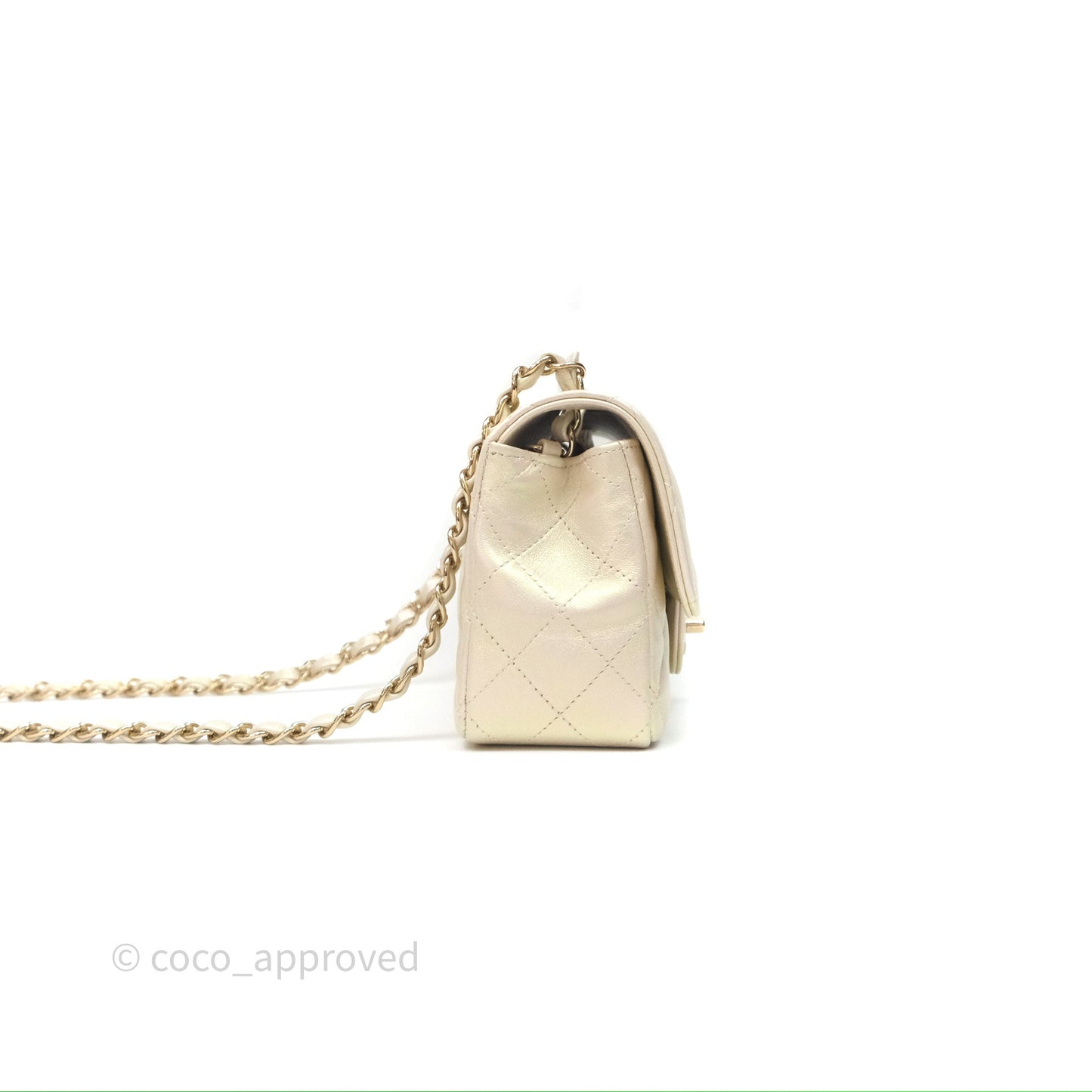 Chanel Mini Rectangular Quilted Iridescent Ivory Lambskin Gold Hardware 20B