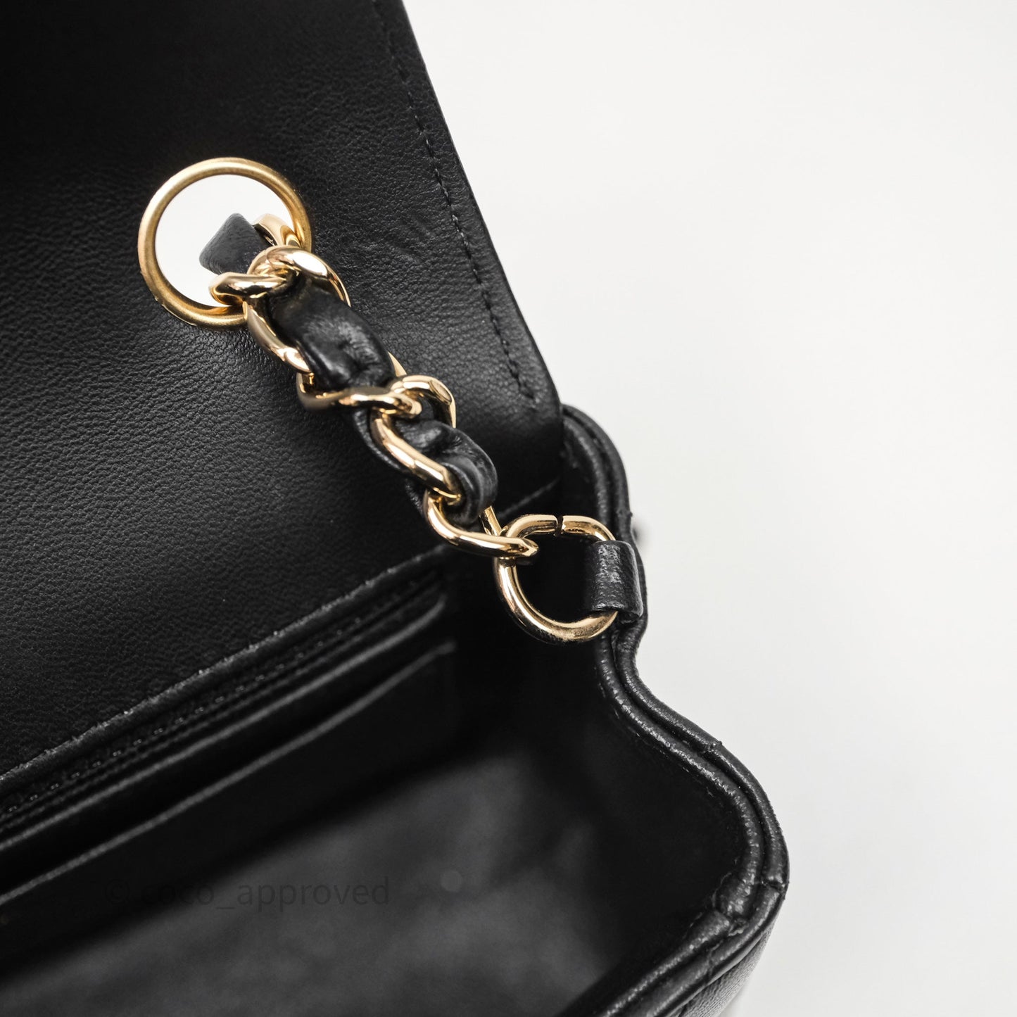 Chanel Quilted Mini Rectangular Chevron Black Lambskin Gold Hardware
