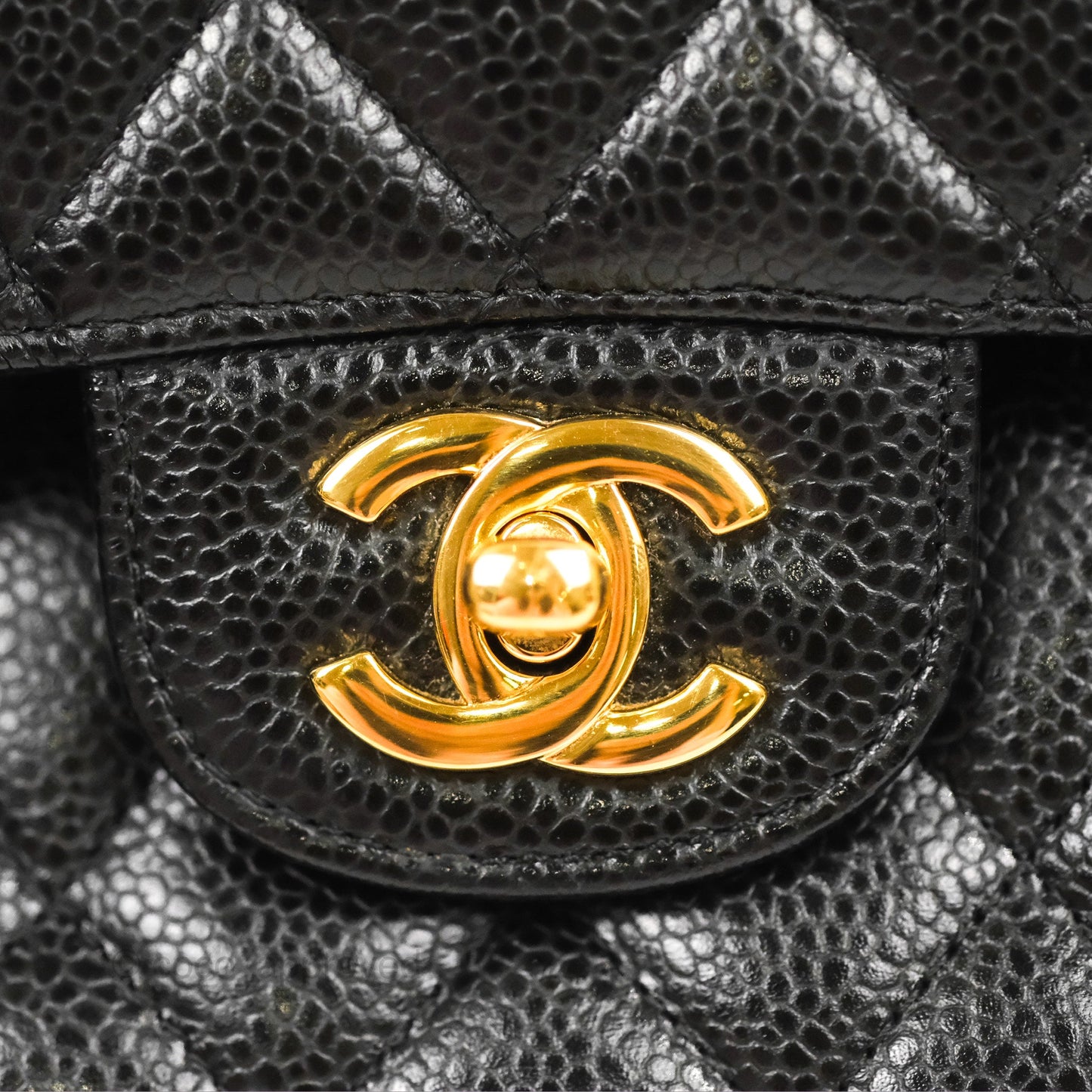 Chanel Classic M/L Medium Flap Quilted Black Caviar Gold Hardware