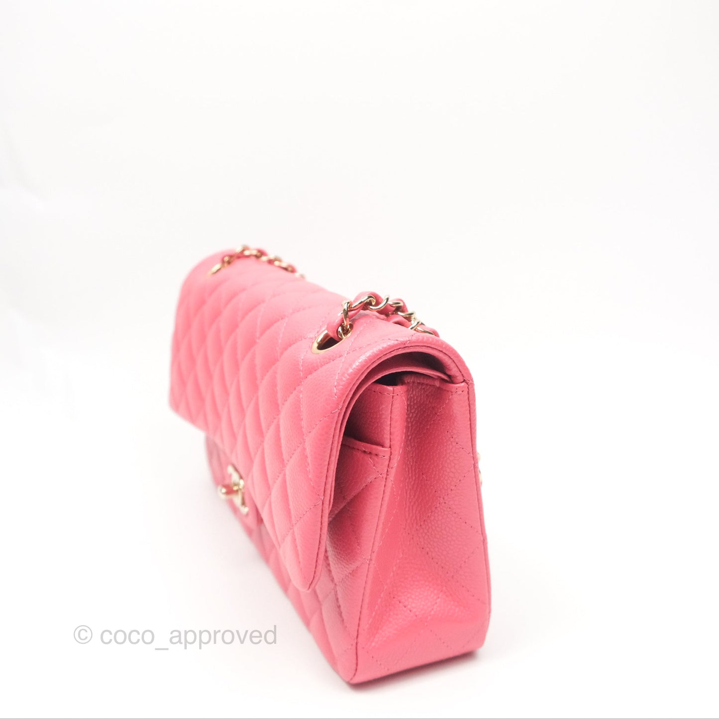 Chanel Medium Classic Flap Quilted Iridescent Pink Caviar Gold Hardware 18S