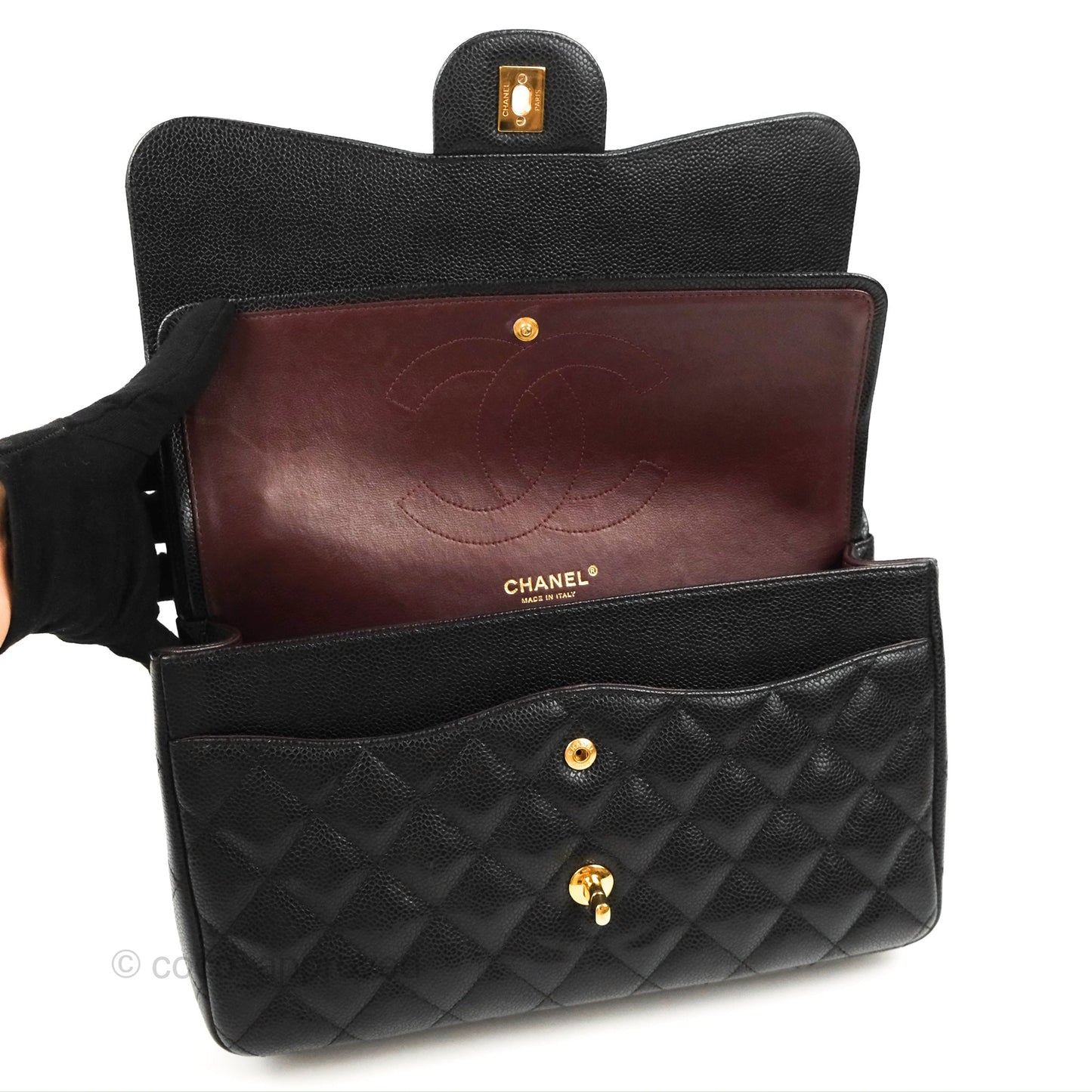 Chanel Jumbo Double Flap Black Caviar Gold Hardware⁣⁣
