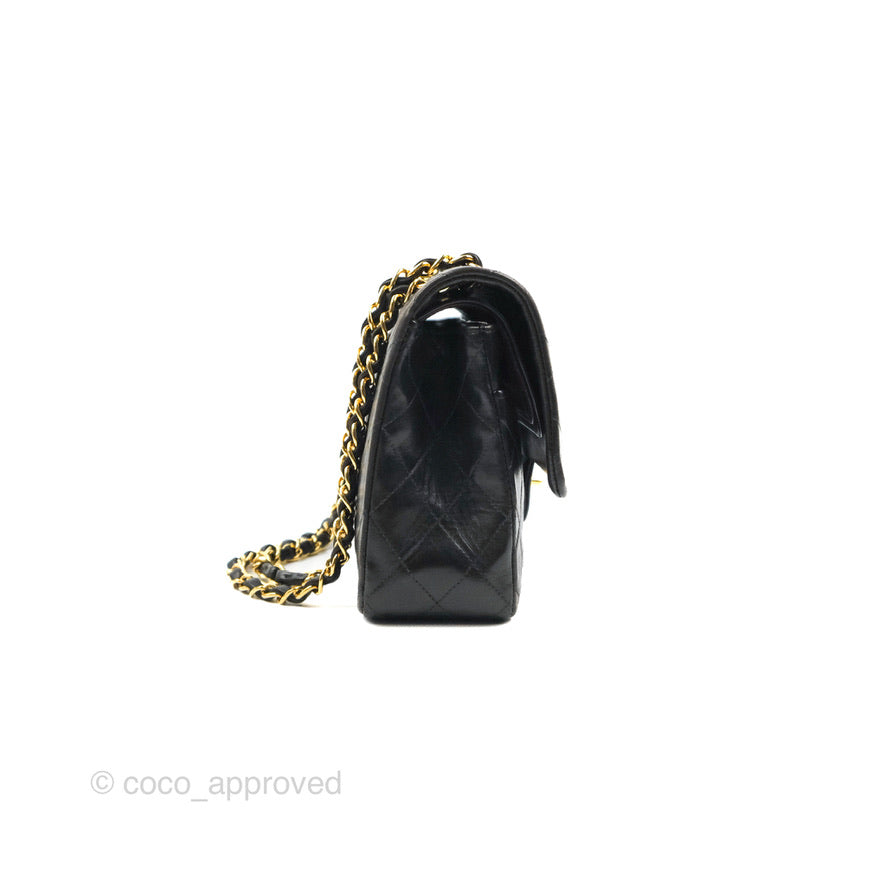 Chanel Classic Vintage Medium Flap Black Lambskin 24K Gold Hardware