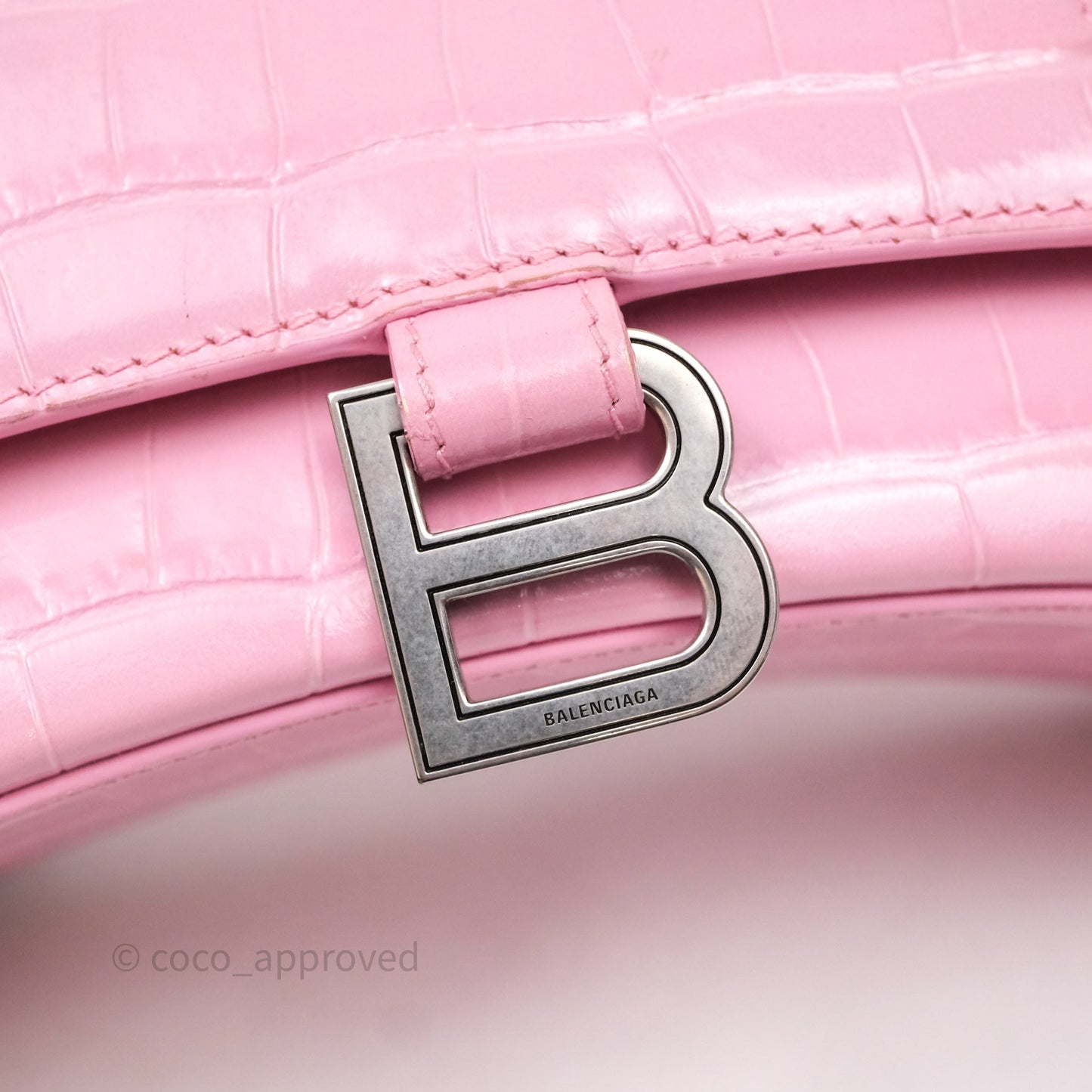 Balenciaga Small Hourglass Embossed Bag Pink