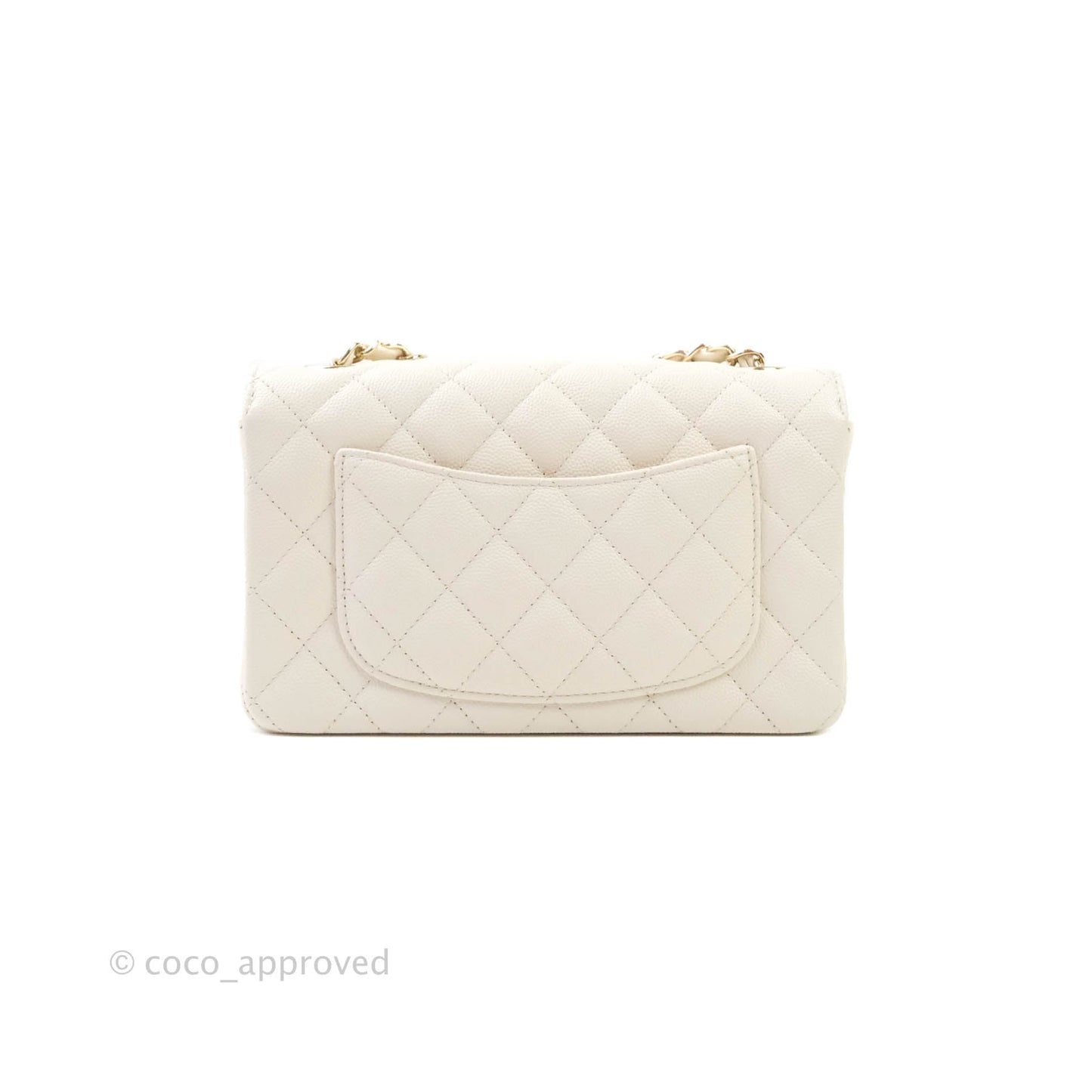 Chanel Classic Quilted Mini Rectangular Flap Ivory Caviar Gold Hardware