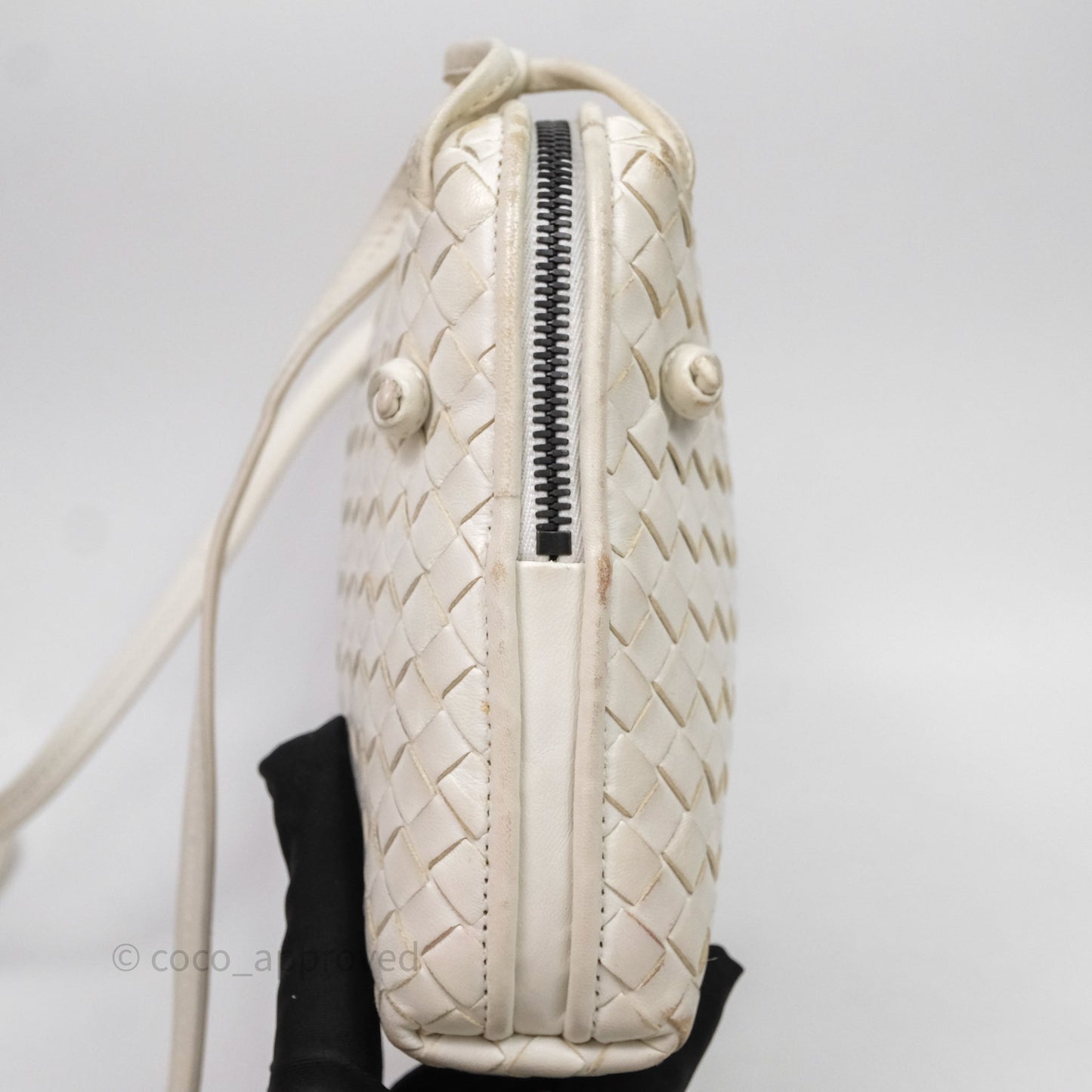 Bottega Veneta Nodini Crossbody Bag White Nappa Intrecciato