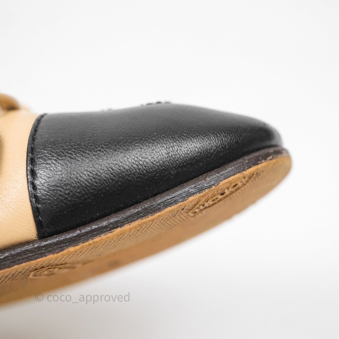 Chanel Ballerina Flats Black Beige Size 36
