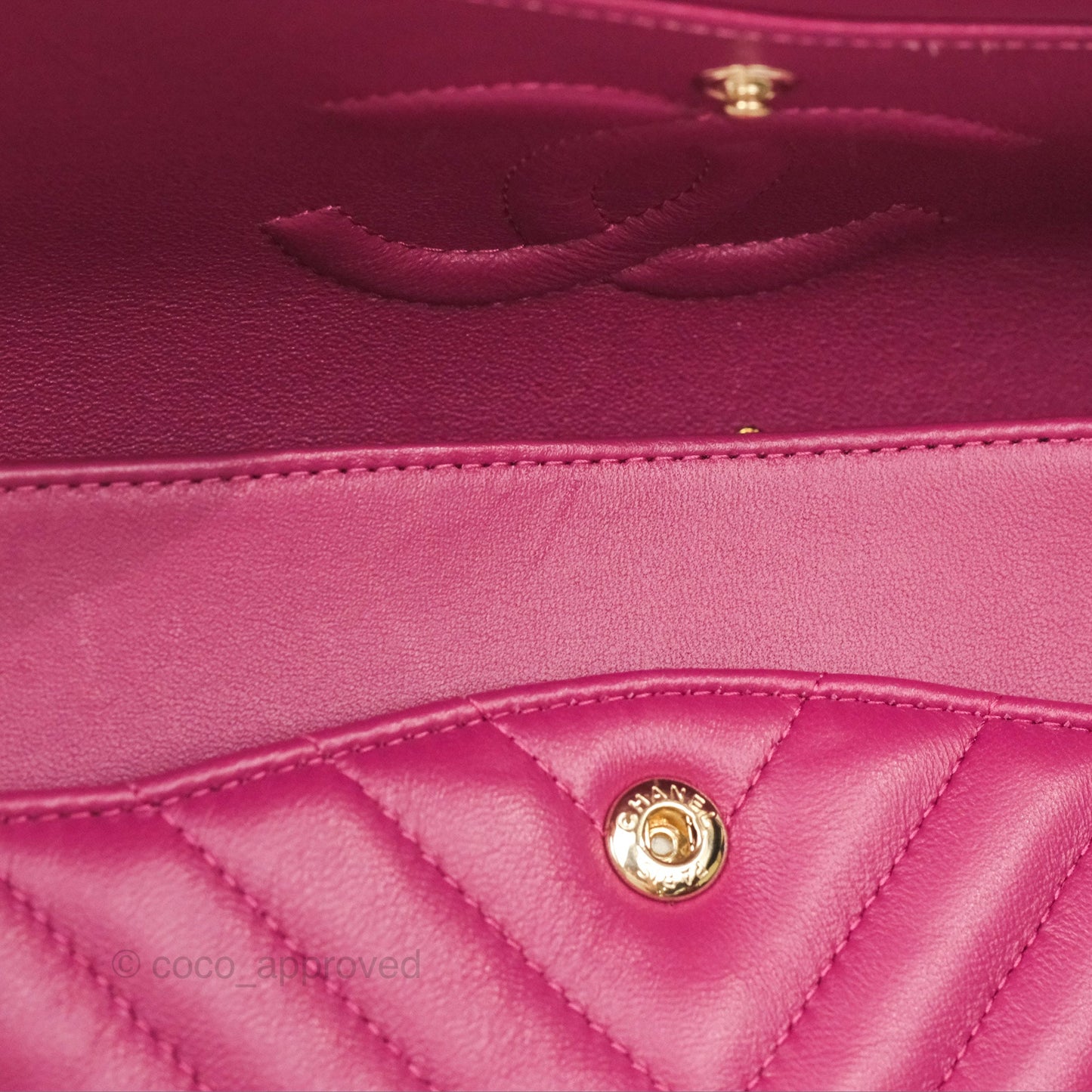 Chanel Medium Classic Flap Chevron Dark Plum Pink Lambskin Gold Hardware