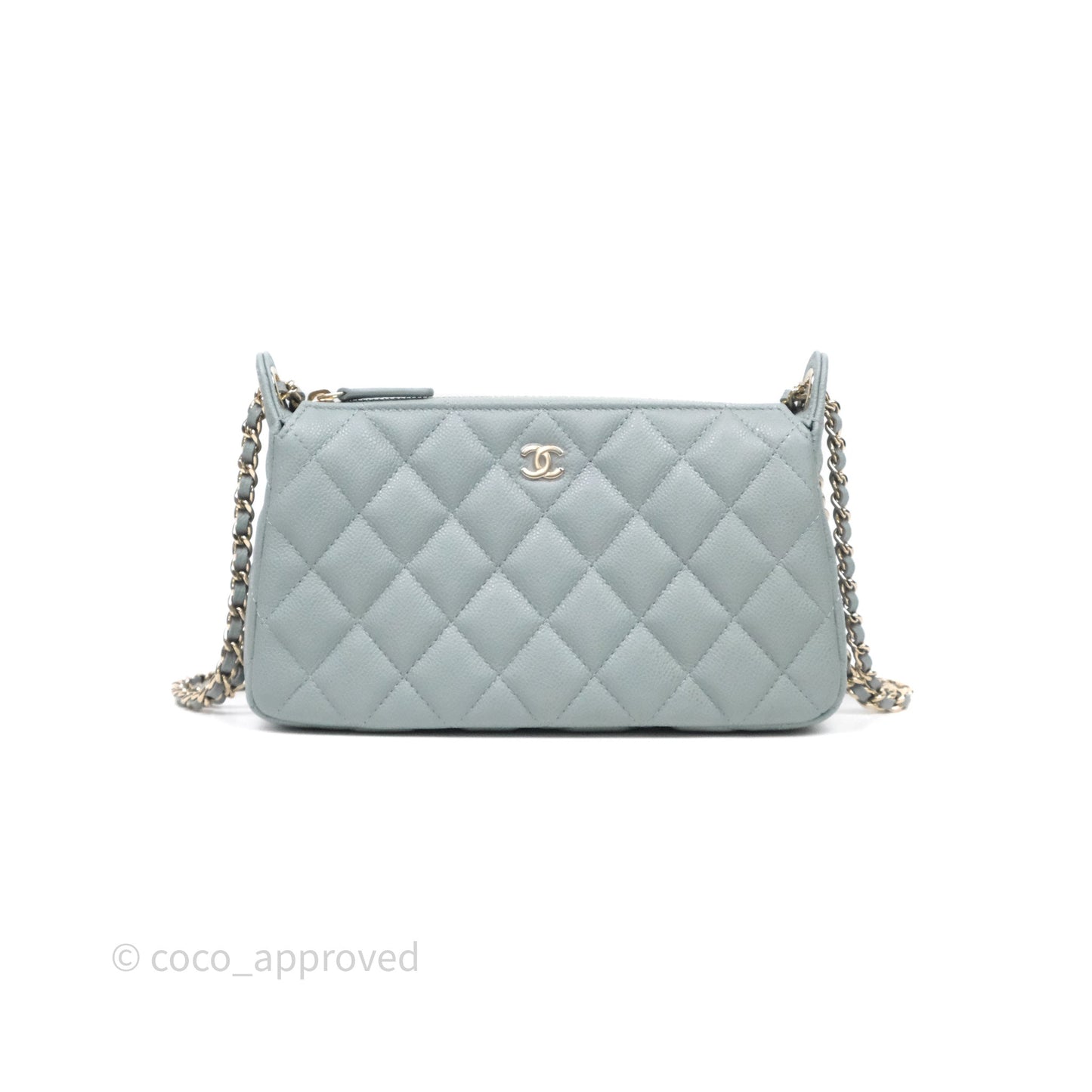 Chanel Clutch on Chain Tiffany Green Caviar Gold Hardware