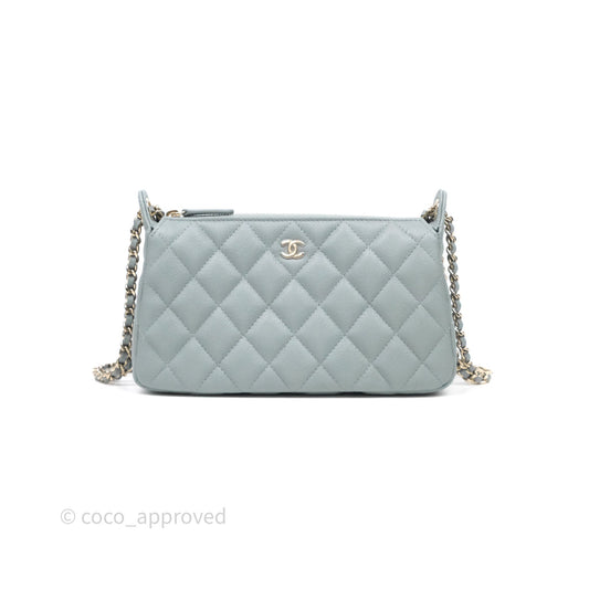 Chanel Clutch on Chain Tiffany Green Caviar Gold Hardware