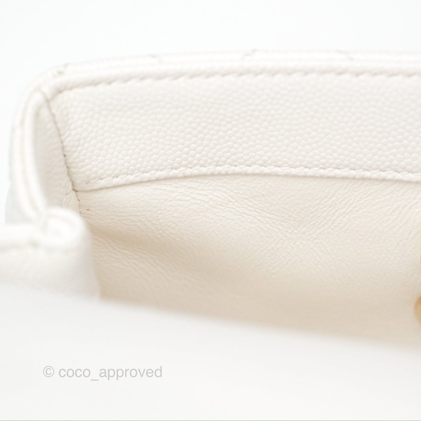 Chanel Extra Mini Quilted Coco Handle White Caviar Gold Hardware