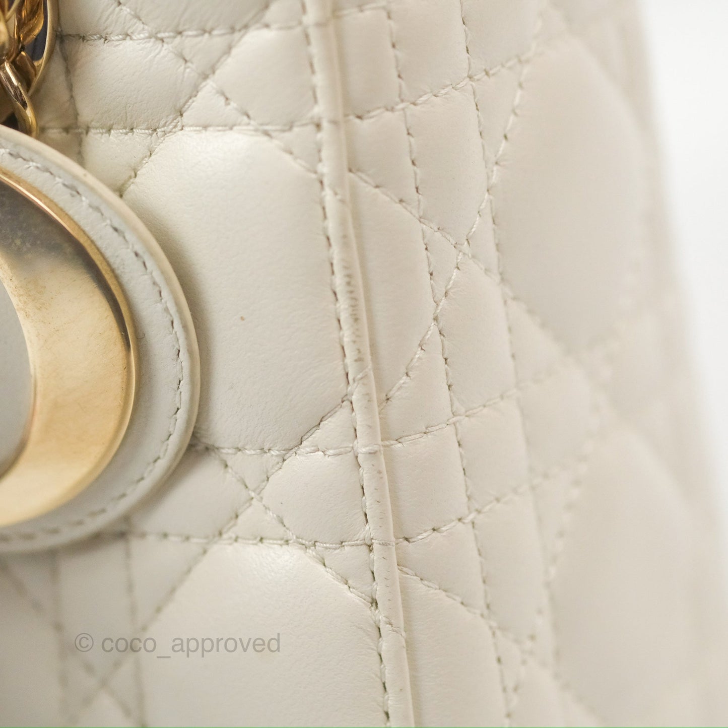 Christian Dior My ABCDior Lady Dior White Cannage Lambskin Gold Hardware