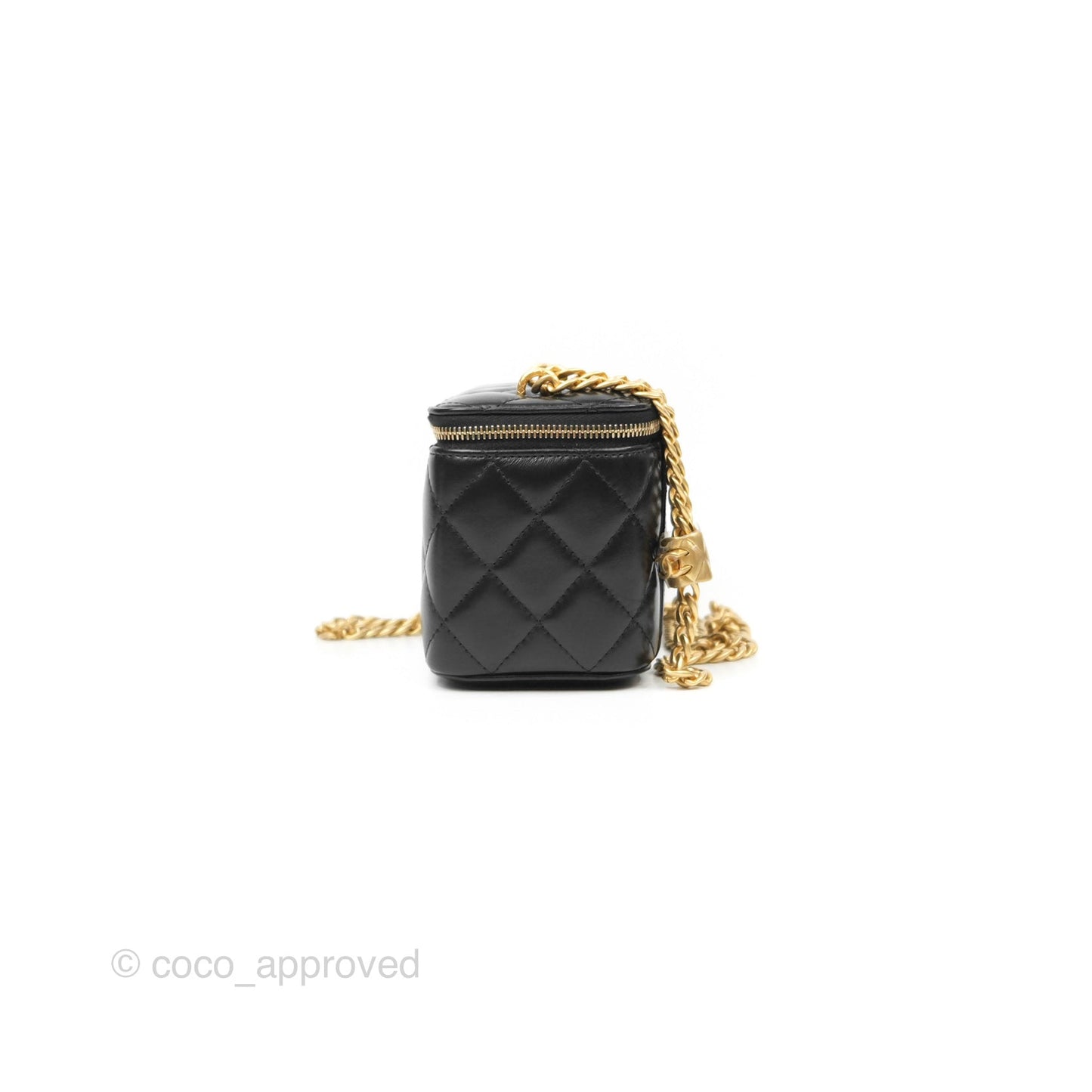 Chanel Vanity with Adjustable Chain Black Lambskin Aged Gold Hardware