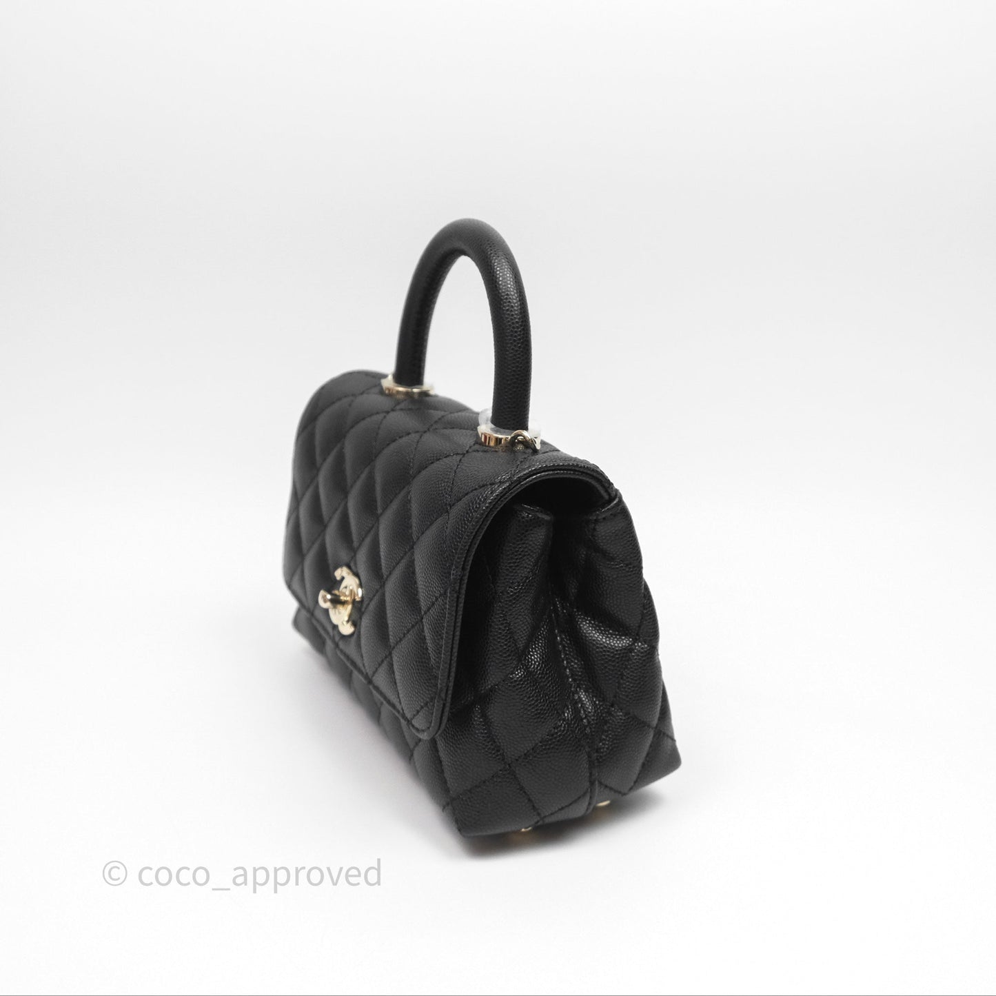 Chanel Mini Coco Handle Quilted Black Caviar Gold Hardware