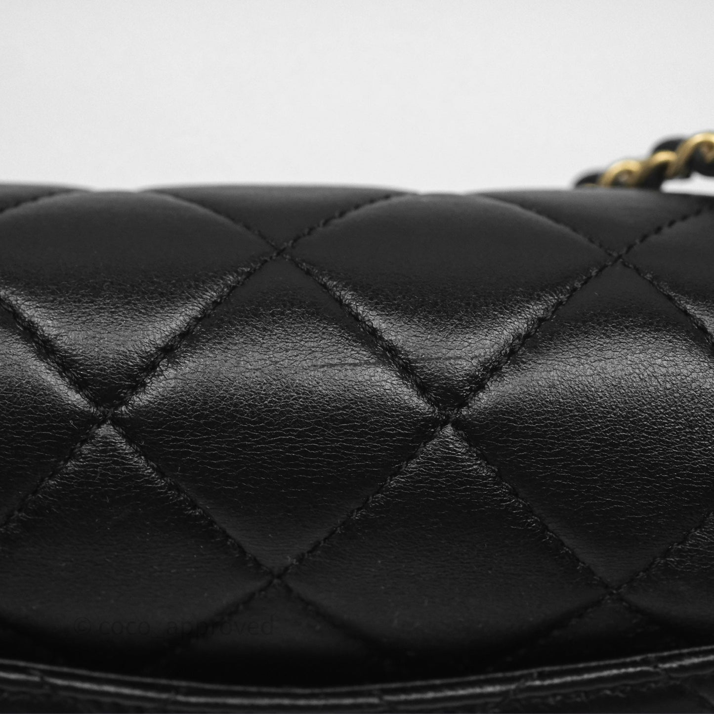 Chanel Flap Bag Black Lambskin Aged Gold Hardware 24P