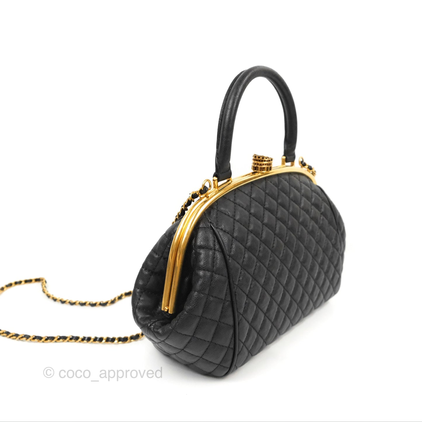 Chanel Paris Rome Colosseum Lock Bag Black Calfskin Antique Gold