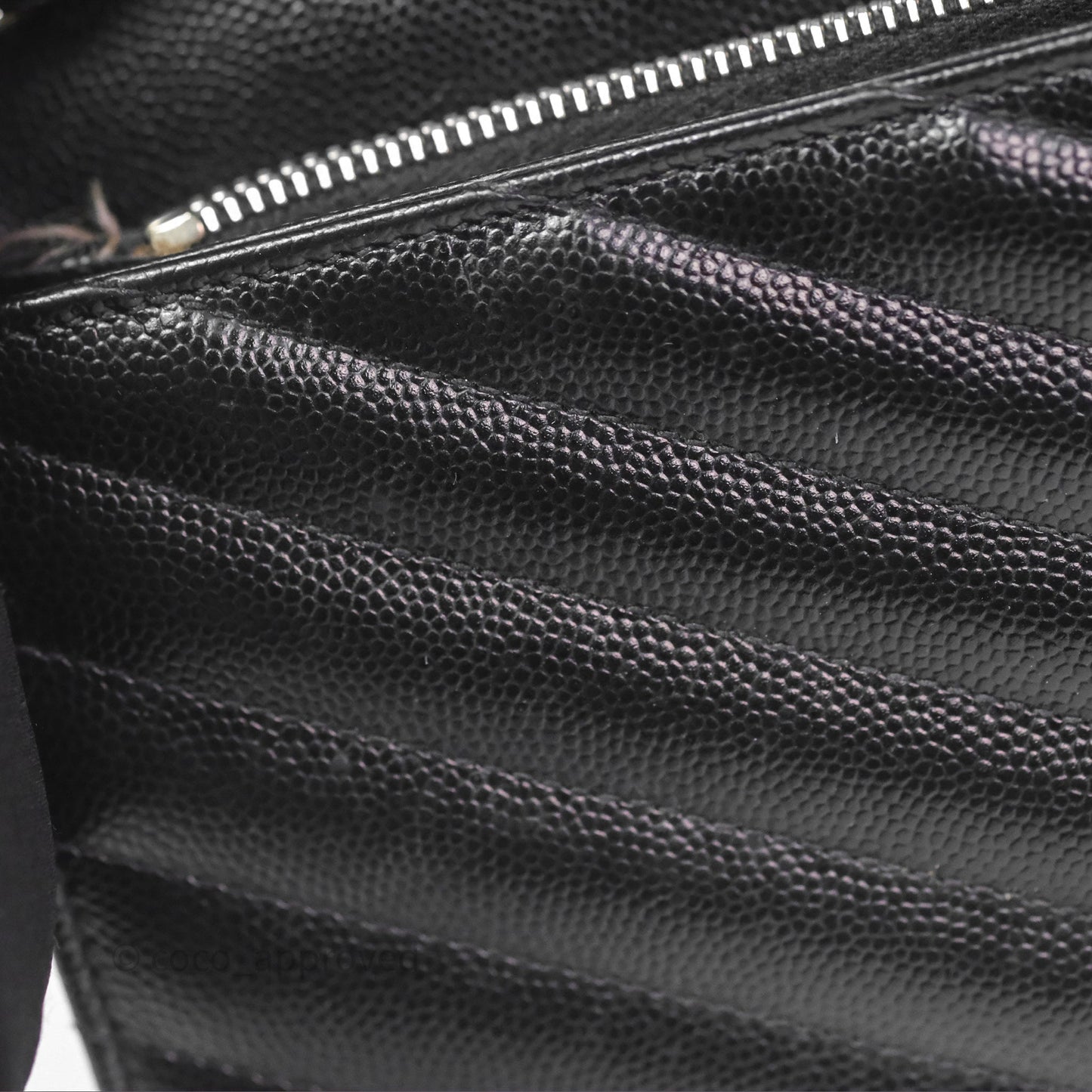 Saint Laurent Wallet on Chain WOC Black Grained Leather Sliver Hardware