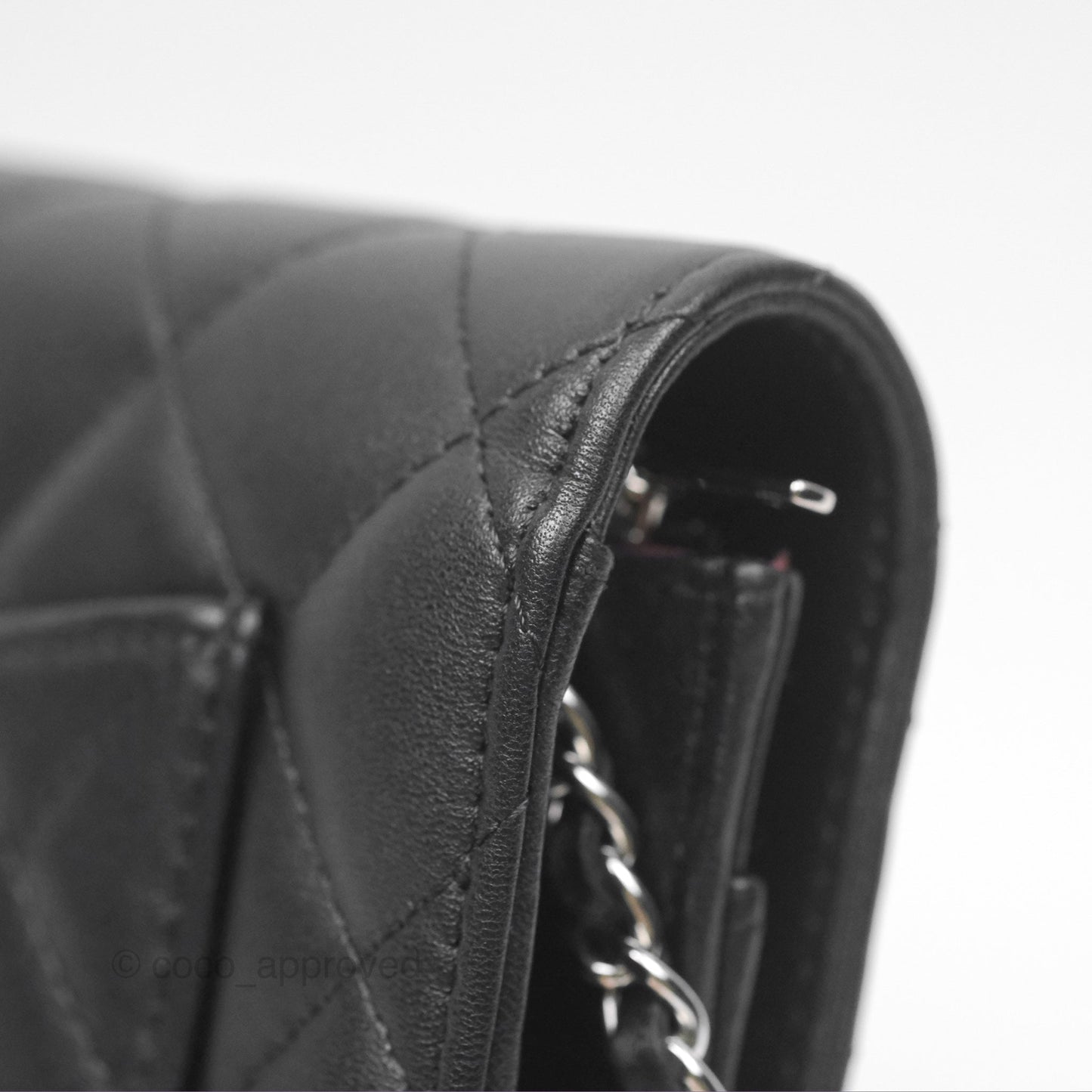 Chanel Quilted Classic Wallet on Chain WOC Black Lambskin Silver Hardware