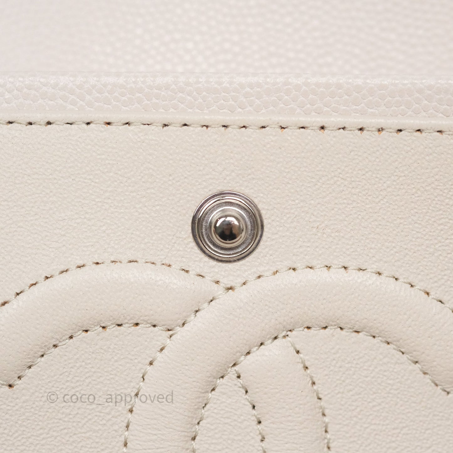 Chanel Classic M/L Medium Flap Quilted Stone Ivory Caviar Silver Hardware