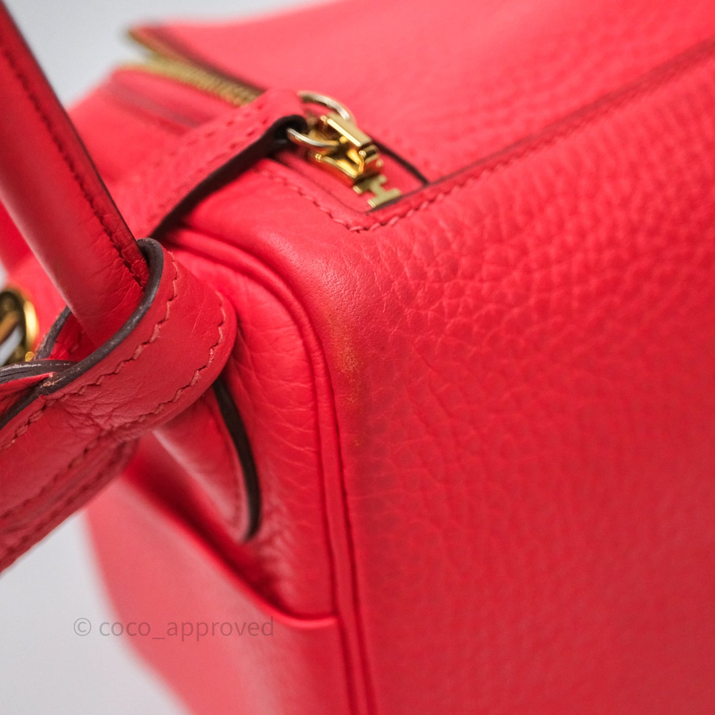 Hermès Mini Lindy 0E Rose Texas Clemence Gold Hardware
