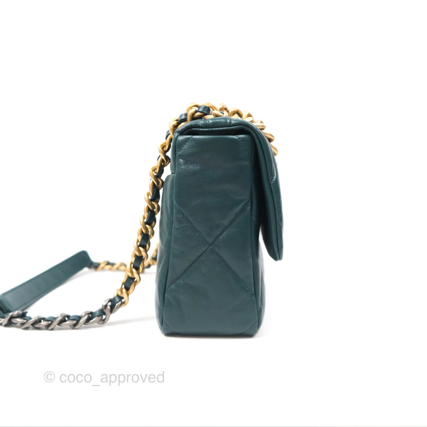 Chanel 19 Medium Green Goatskin Mixed Hardware