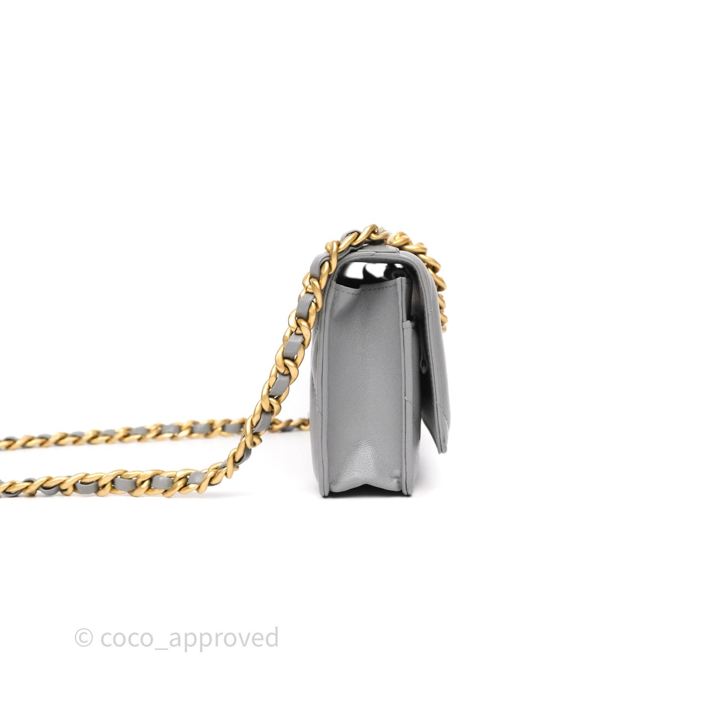 Chanel 19 Wallet on Chain WOC Grey Lambskin Mixed Hardware