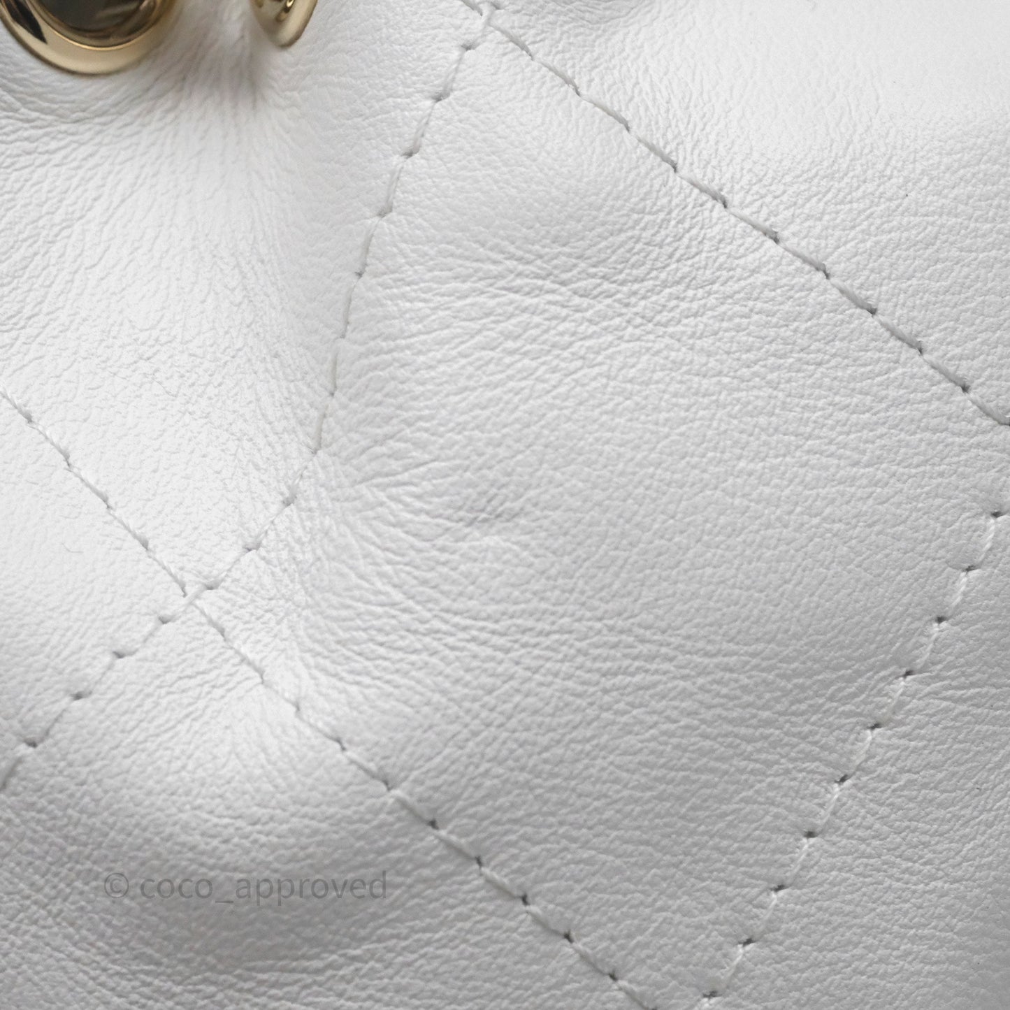 Chanel Quilted Drawstring Bucket Backpack White Calfskin Gold Hardware 24C