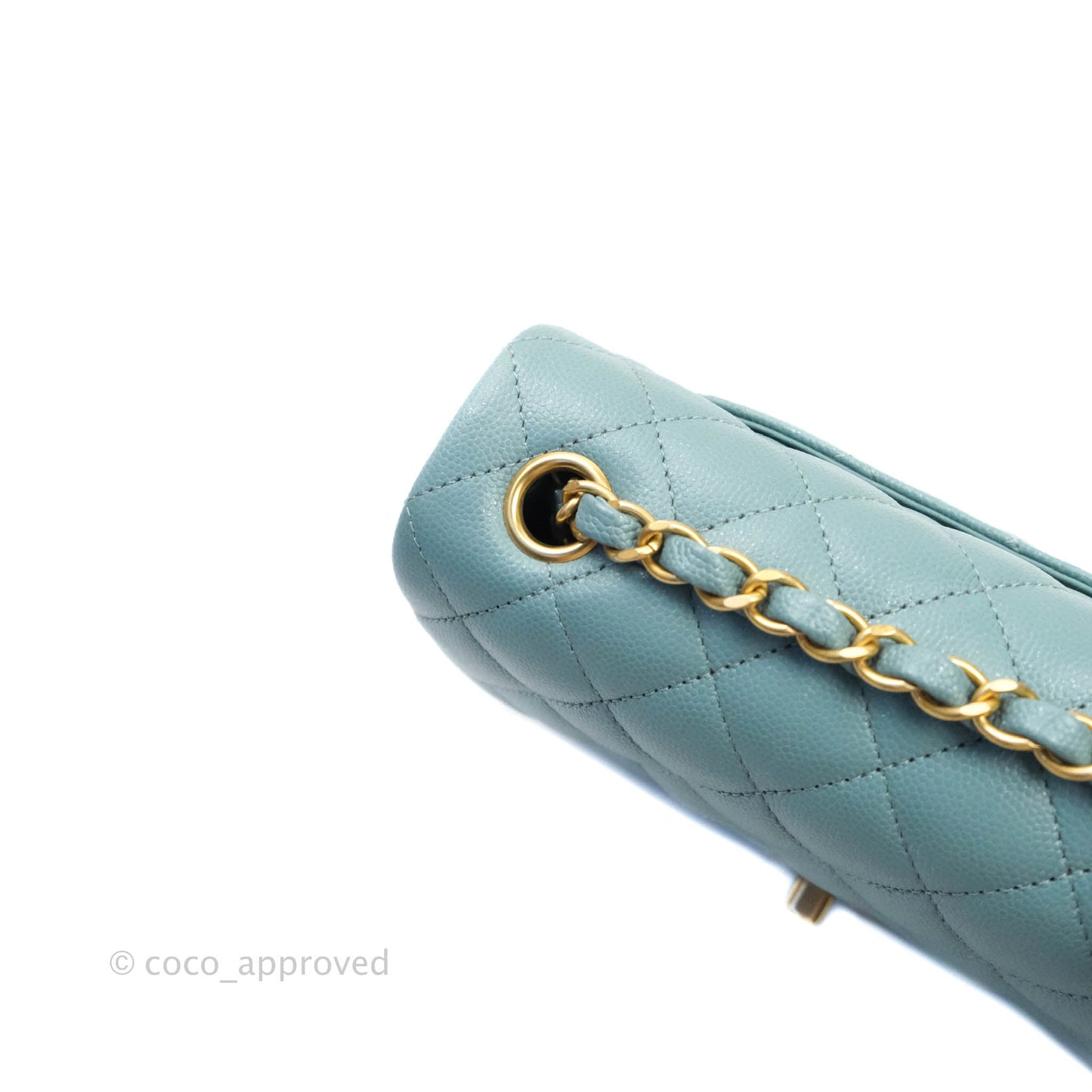 Chanel Quilted Mini Rectangular Iridescent Blue Caviar Aged Gold Hardware 18C