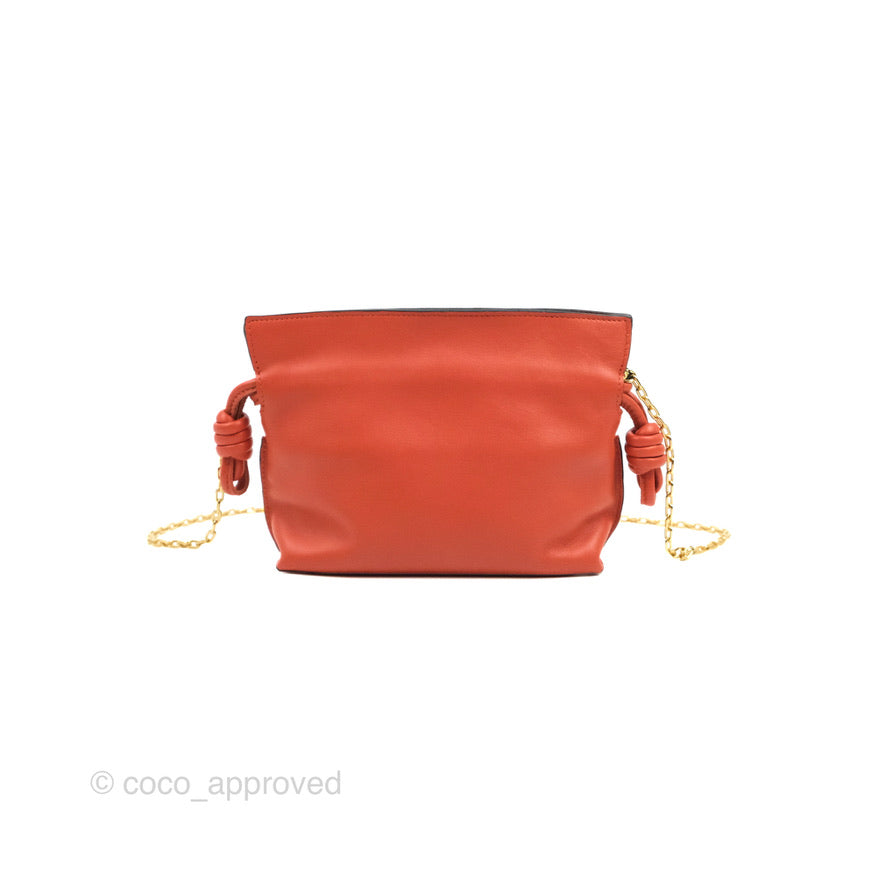 Loewe Nano Flamenco Clutch with Chain Vermillion Calfskin