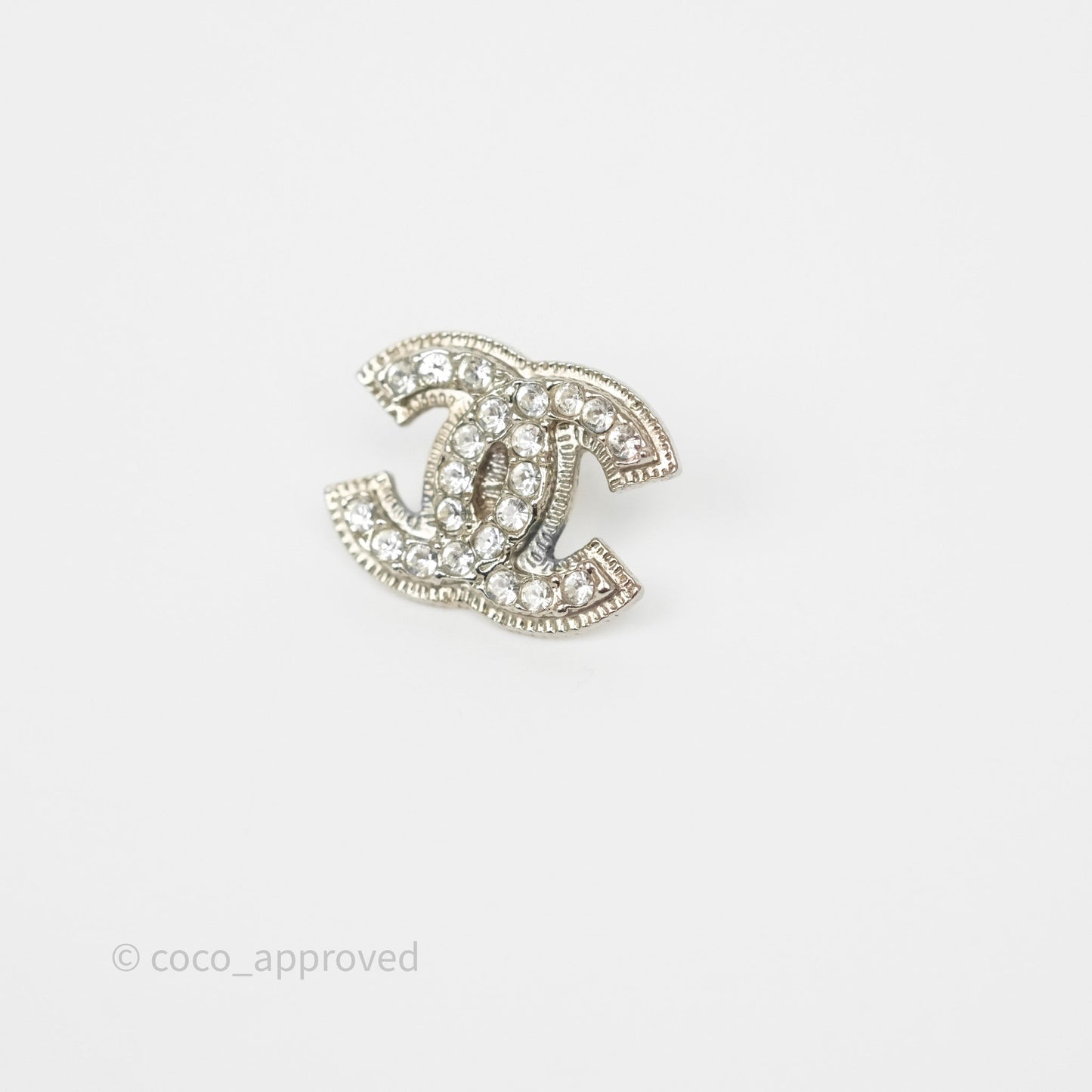 Chanel CC Crystals Earrings Silver Tone 13V