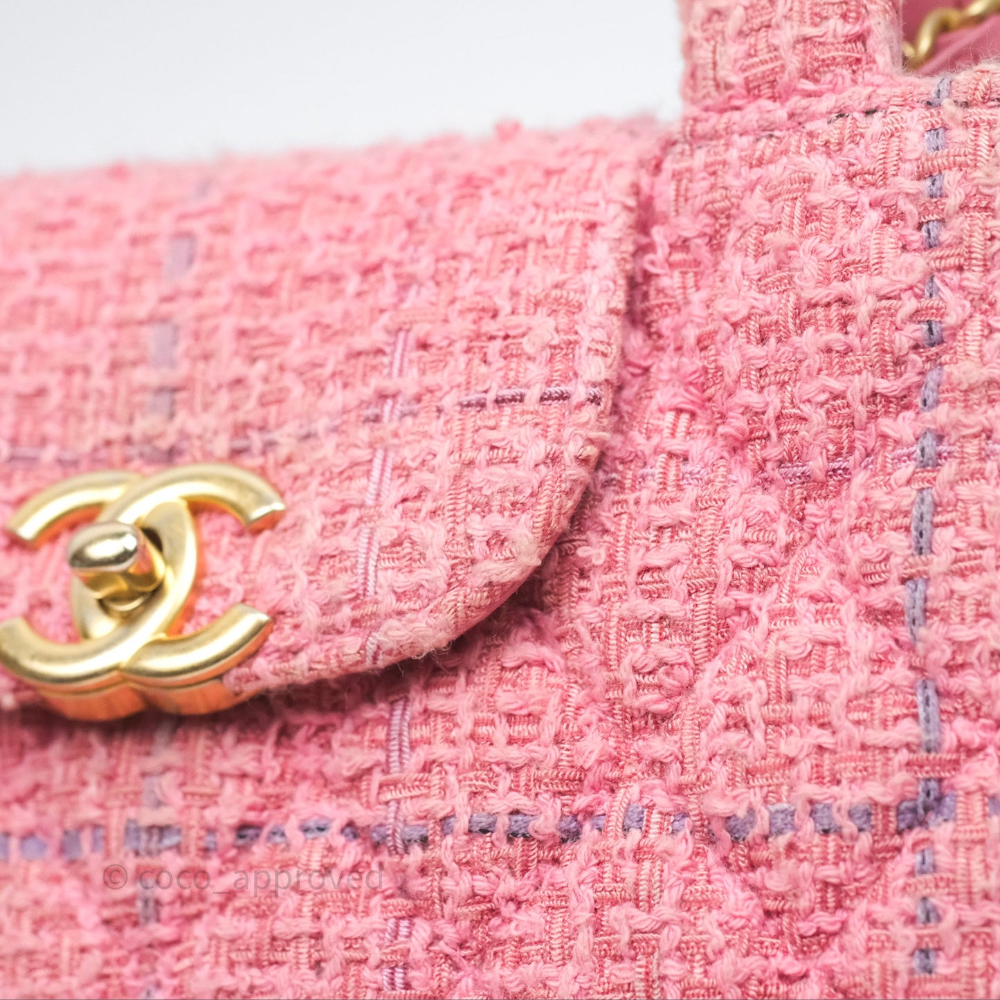 Chanel Kelly Bag Pink Tweed Aged Gold Hardware