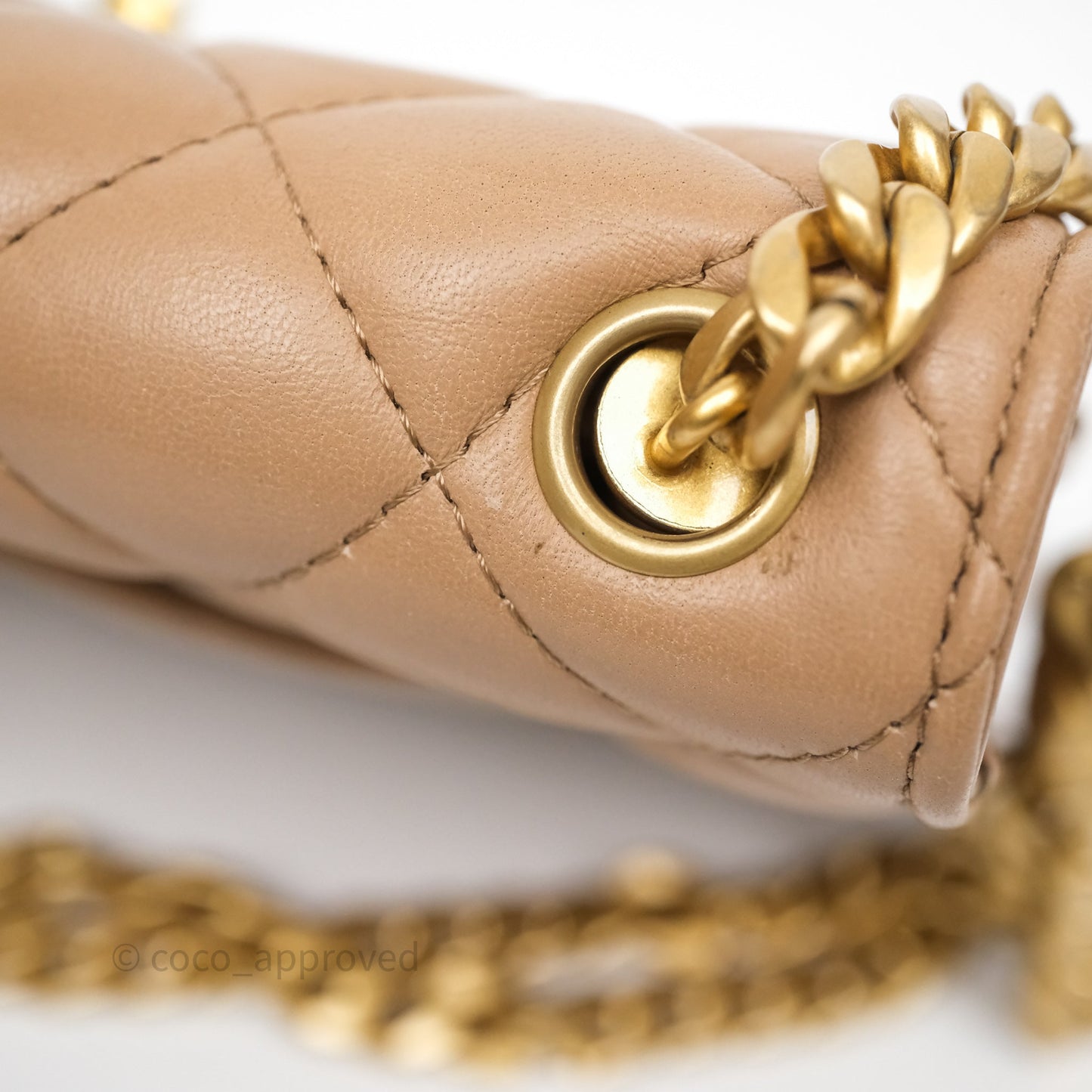 Chanel All Slide Wallet on Chain WOC Adjustable Chain Quilted Beige Lambskin