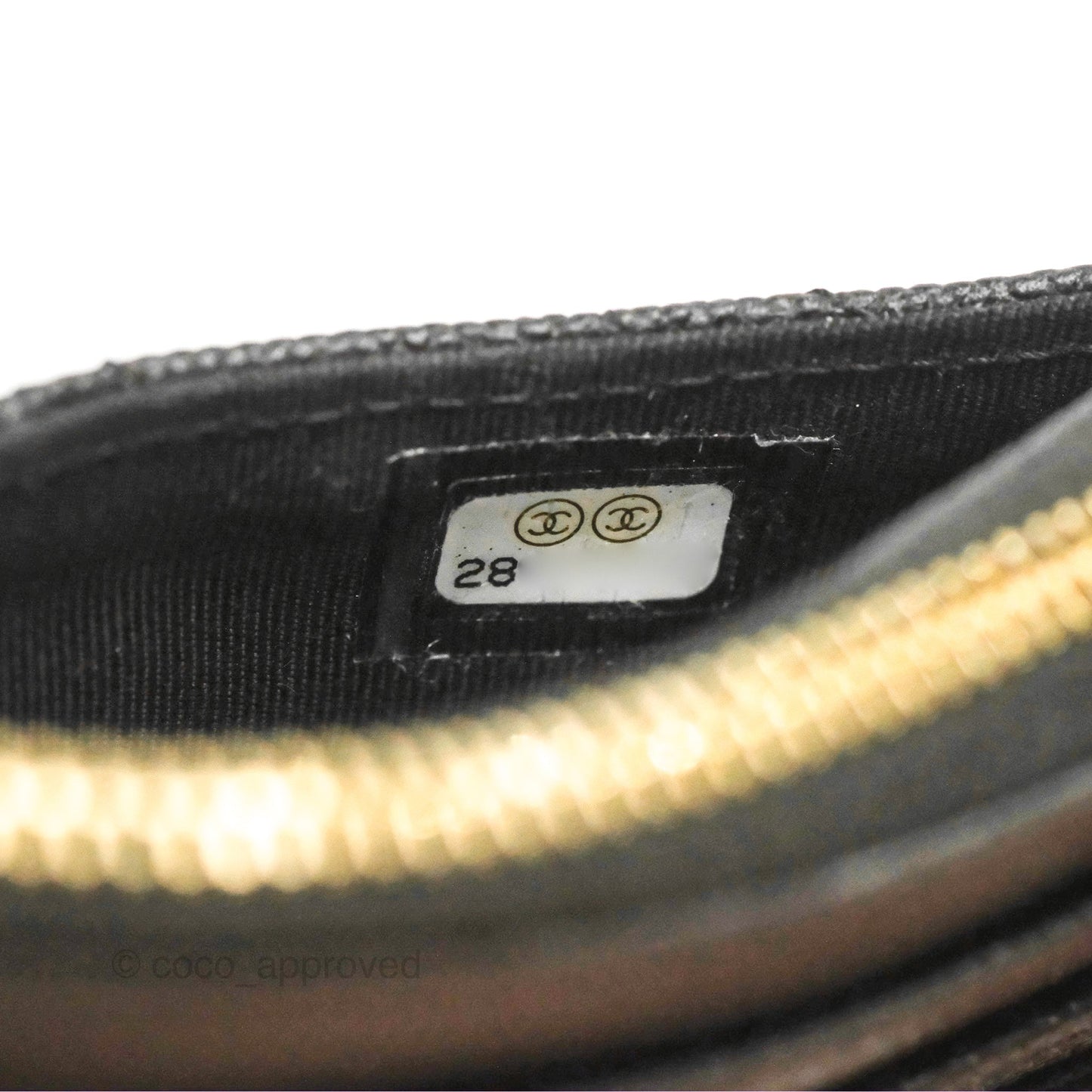 Chanel Quilted CC Zipped Card Holder Black Caviar Gold Hardware