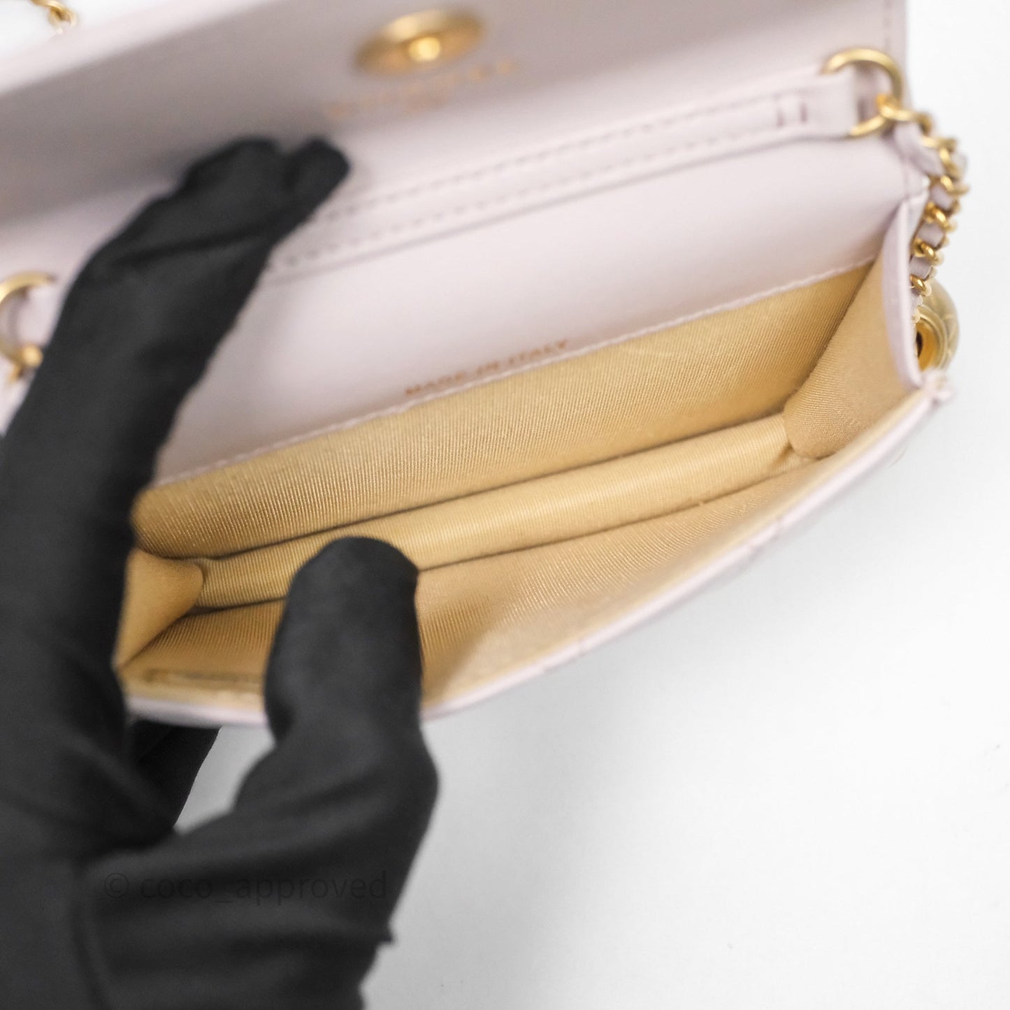 Chanel Pearl Crush Mini Clutch Belt Bag Lilac Lambskin Aged Gold Hardware