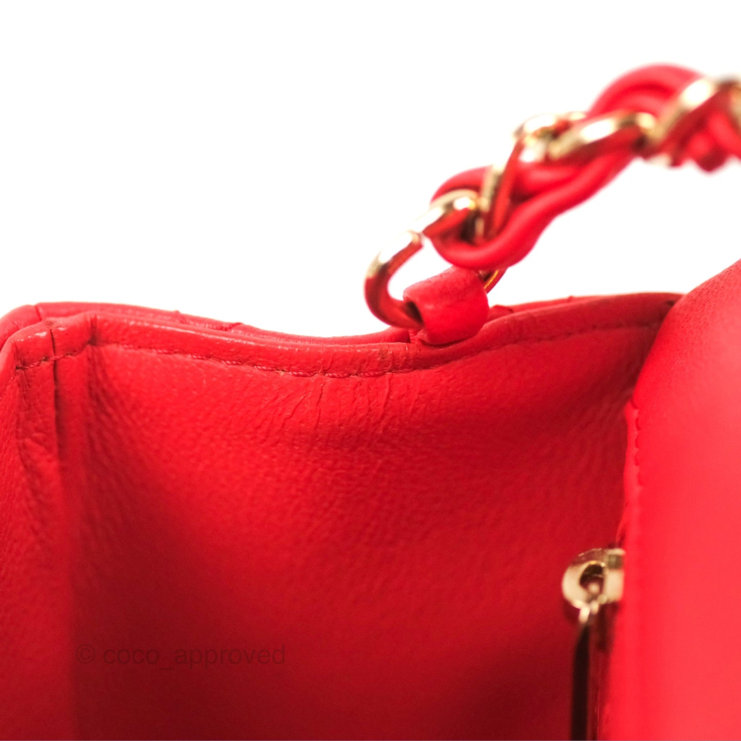 Chanel Quilted Mini Rectangular Flap Red Lambskin Gold Hardware