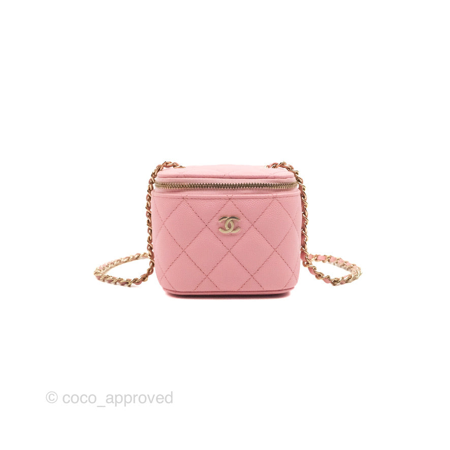 Chanel Mini Vanity With Chain Pink Caviar Gold Hardware