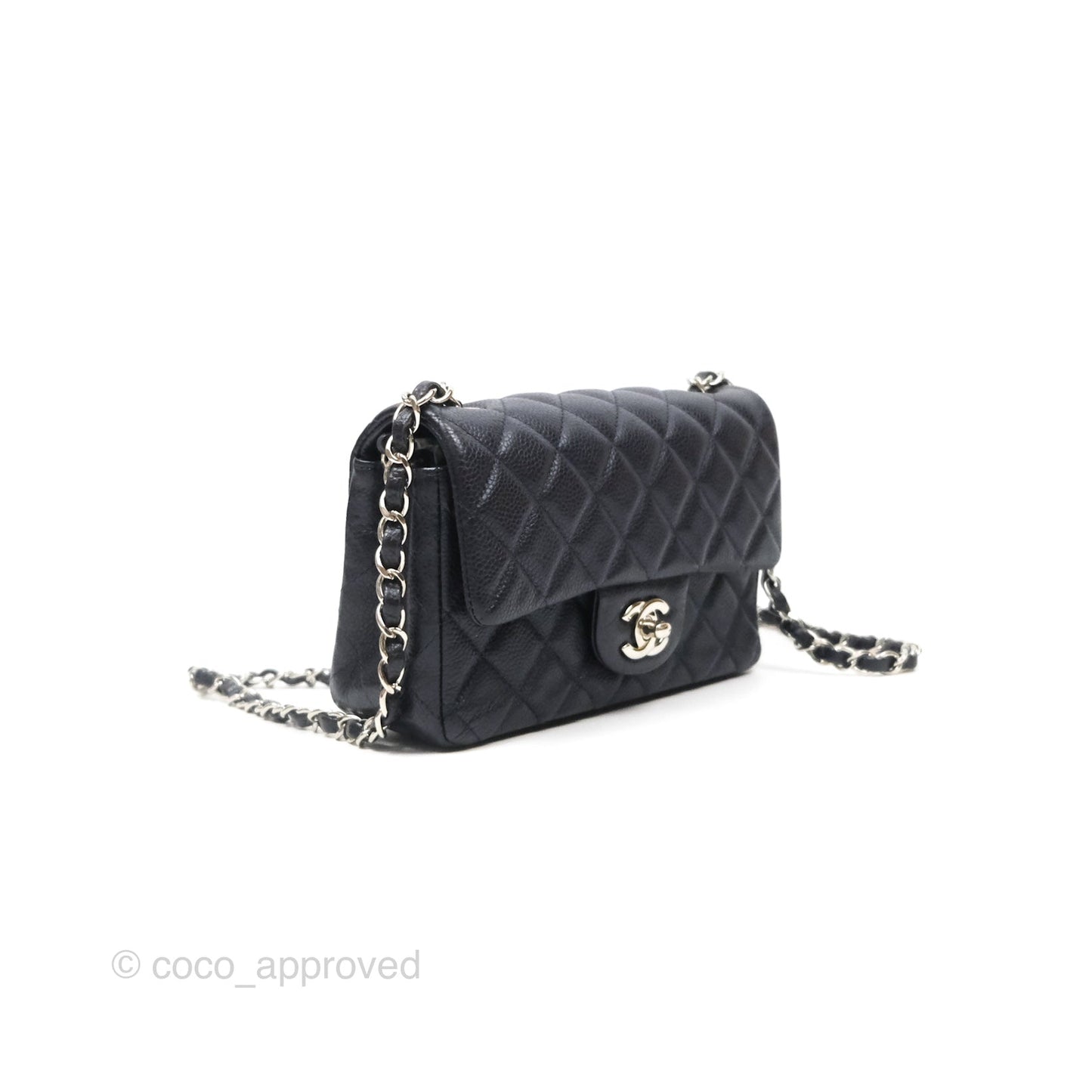 Chanel Mini Rectangular Quilted Dark Navy Caviar Silver Hardware