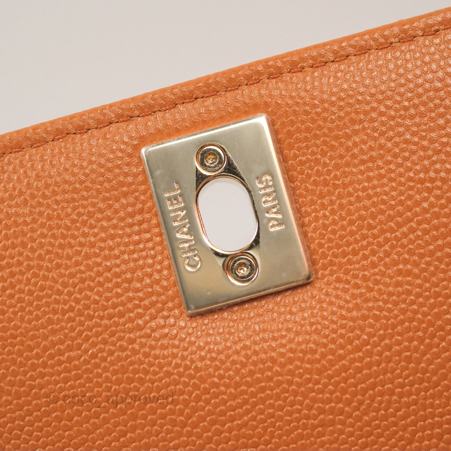 Chanel Small Coco Handle Quilted Caramel Caviar Gold Hardware 21A
