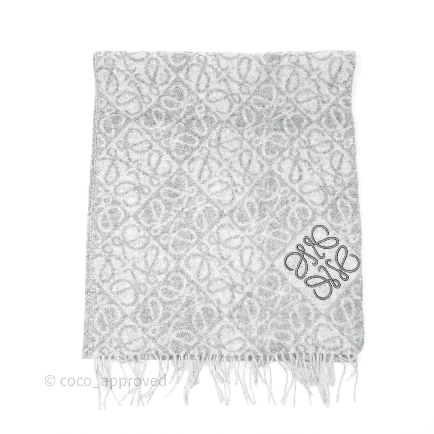 Loewe Anagram Wool Cashmere Scarf Light Grey