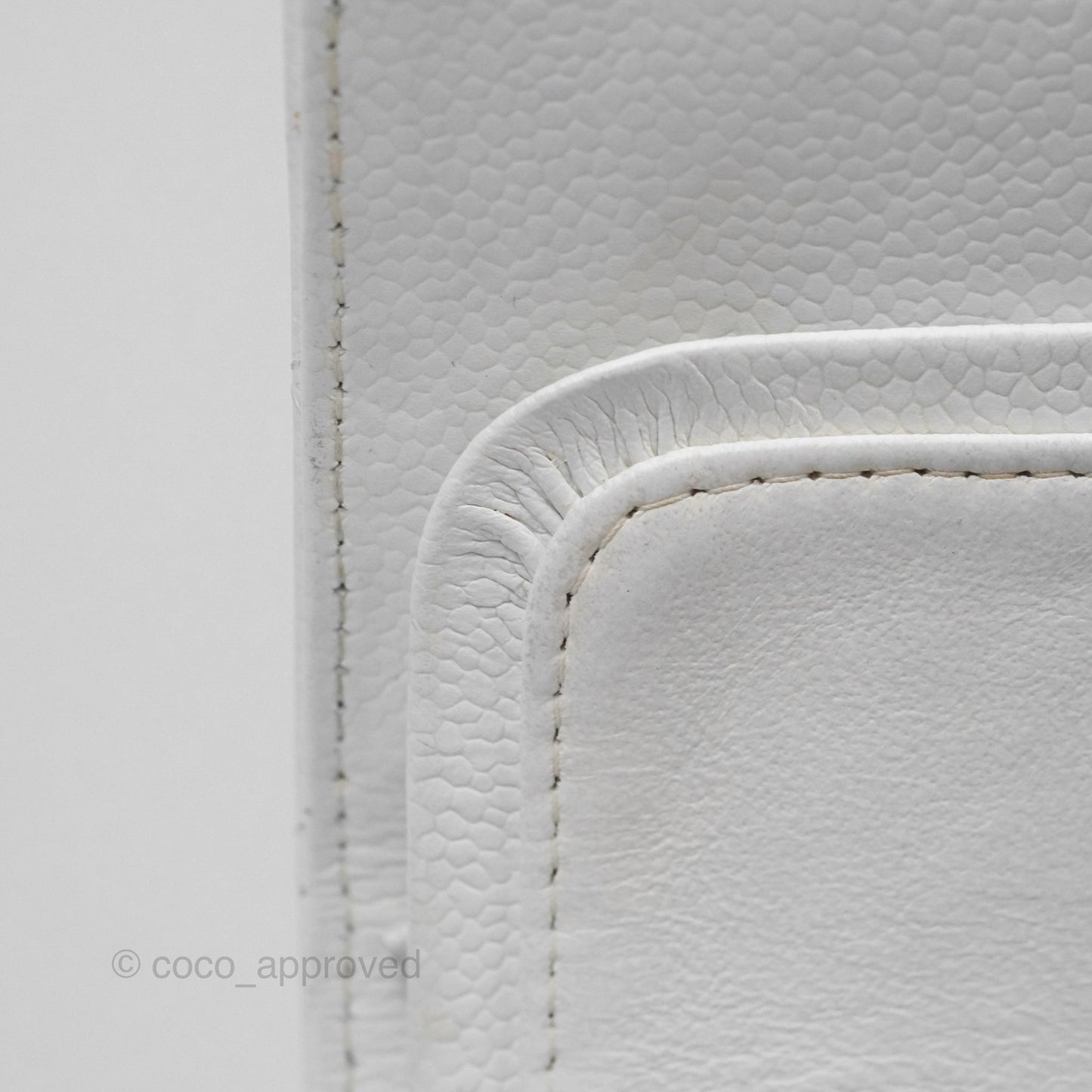 Chanel Classic M/L Medium Double Flap White Caviar Silver Hardware