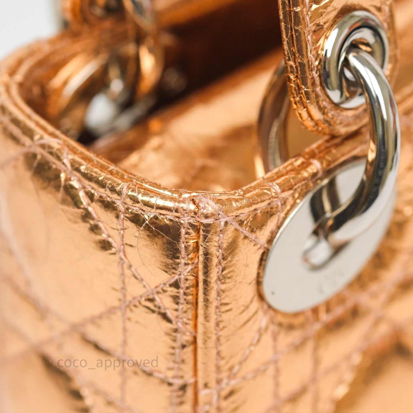 Christian Dior Mini Lady Dior Metallic Copper Cannage Silver Hardware
