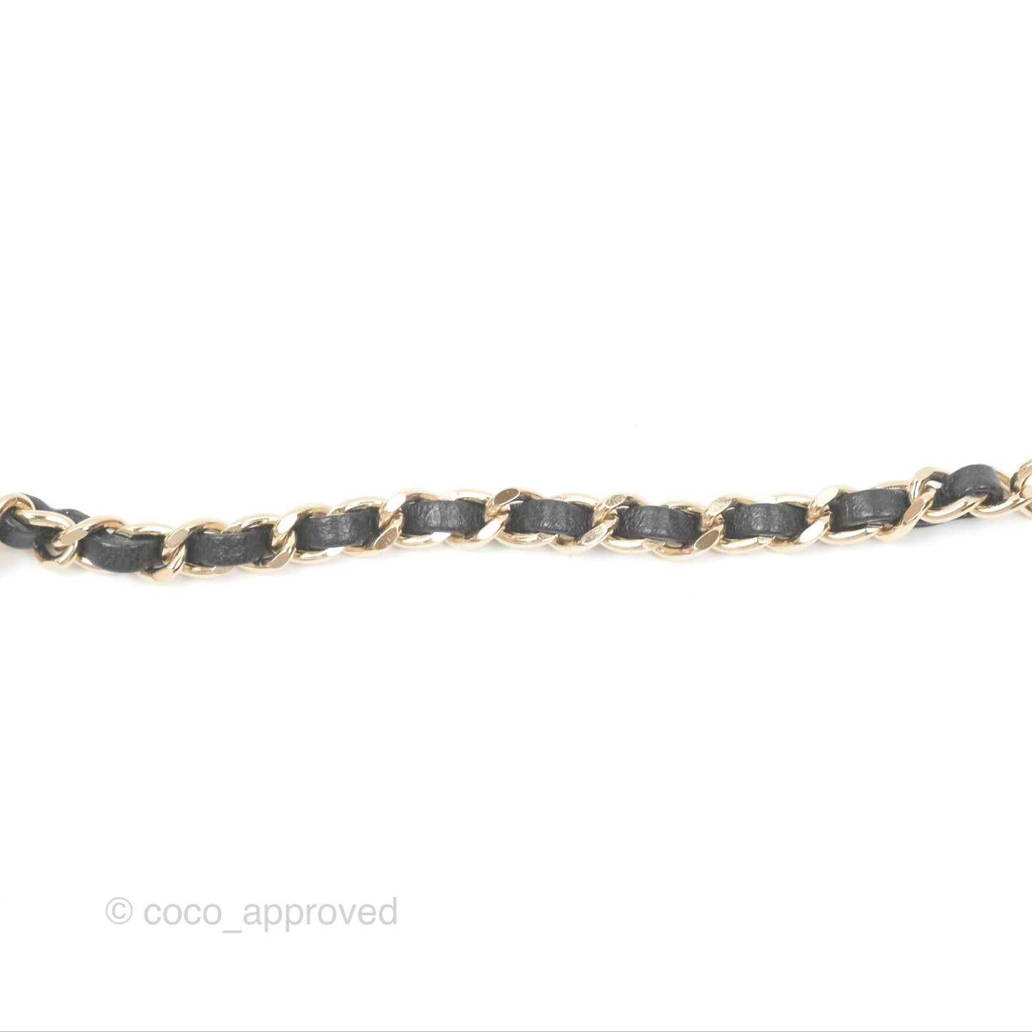 Chanel Crystal CC Black Leather Chain Choker Gold Tone 21B