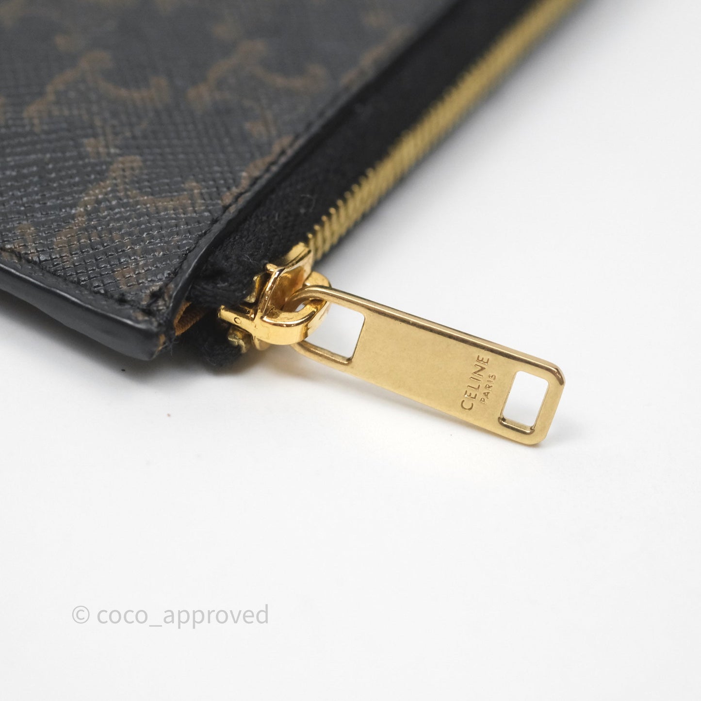 Celine Zipped Purse with Removable Card Holder in Tan Triomphe Canvas/ Lambskin