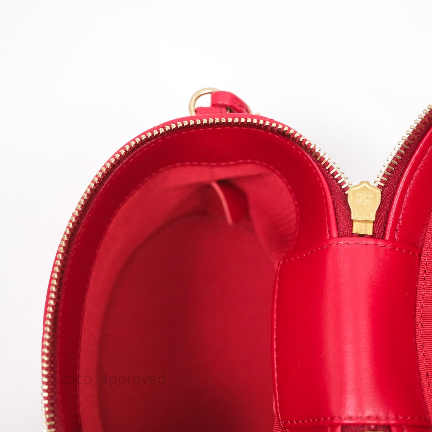 Chanel CC Vanity Case Red Calfskin Aged Gold Hardware
